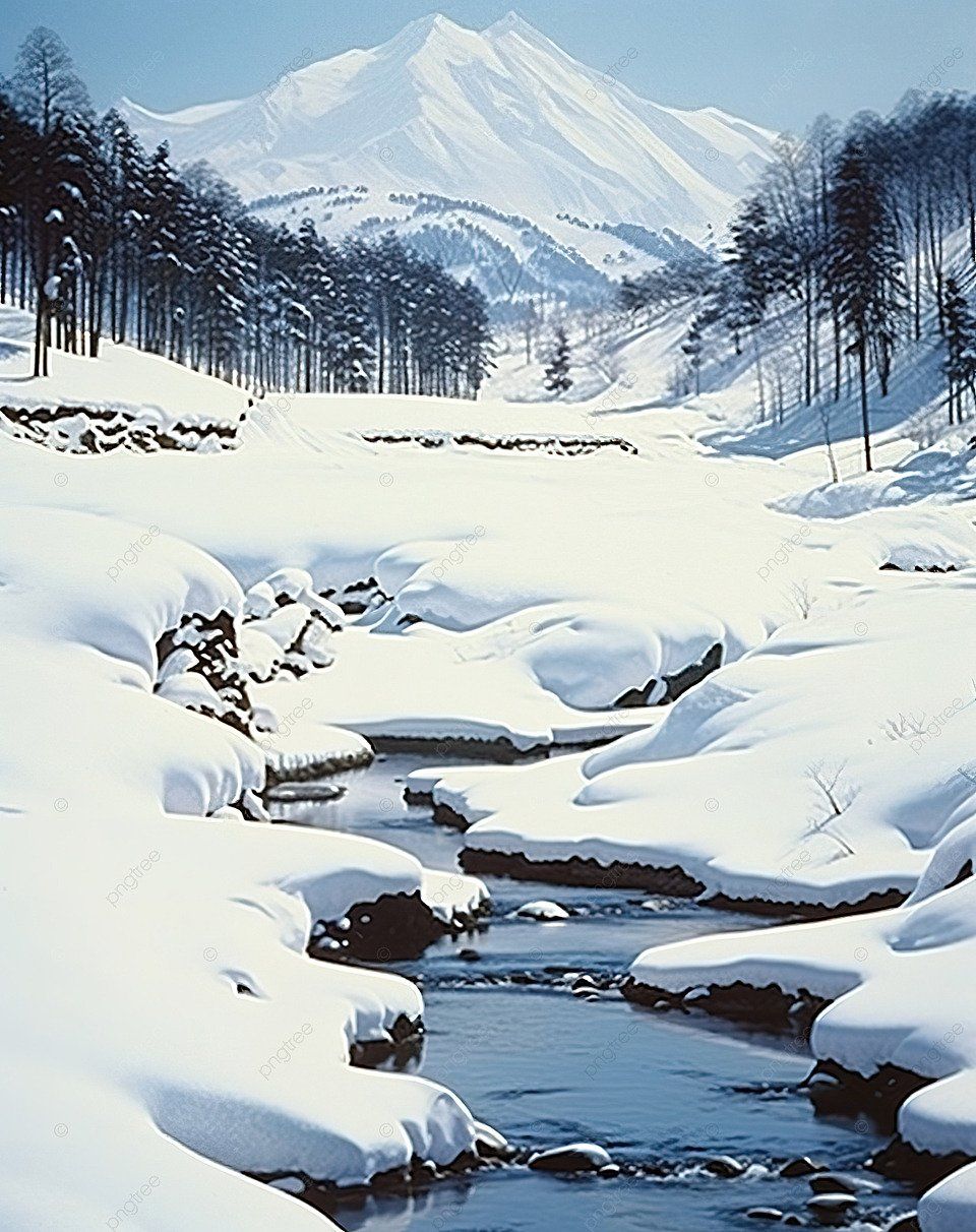 960x1212 Snow Covered Mountains Next To A River
