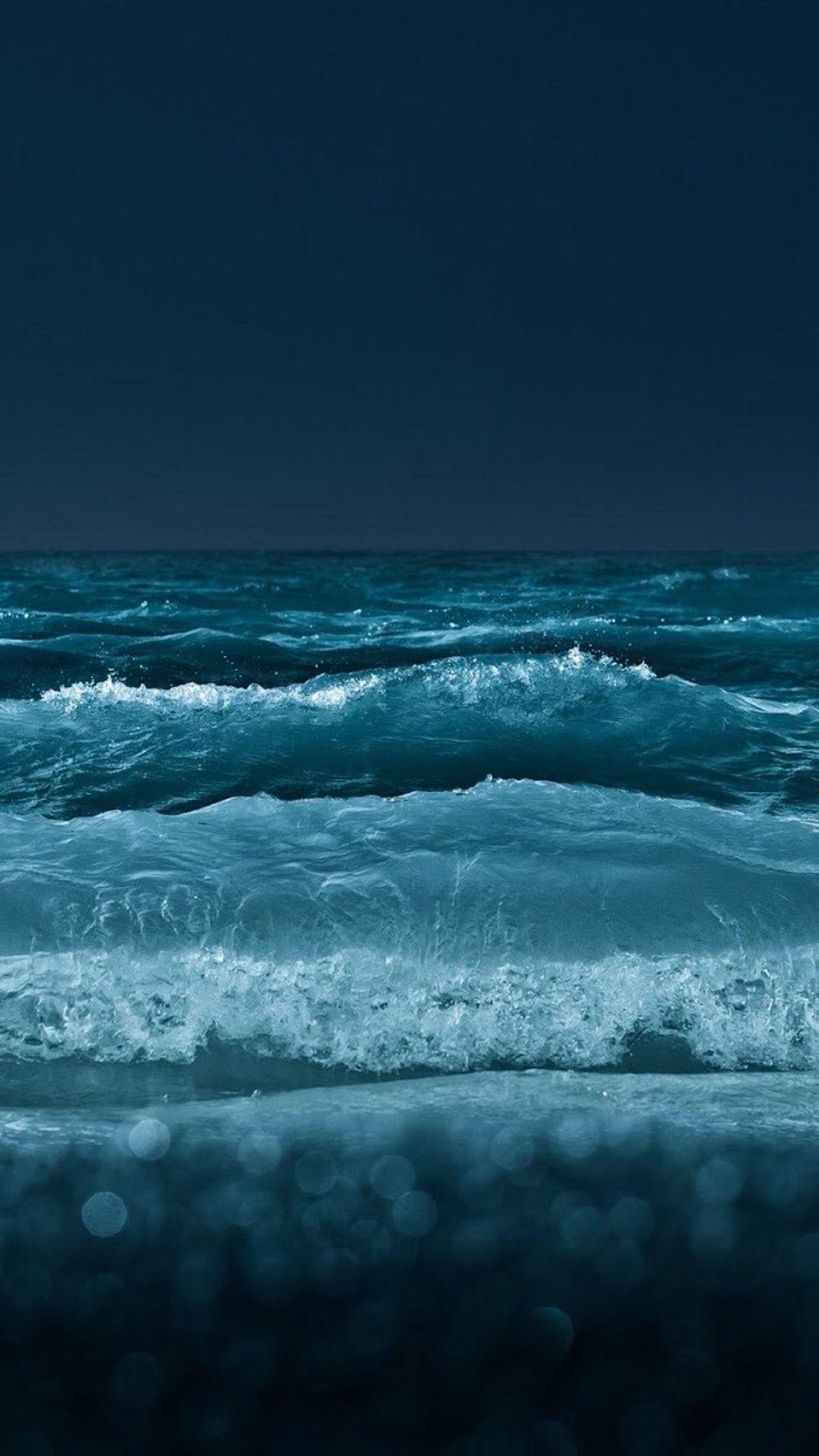 1080x1920 Nature Night Ocean Beach Wave Bokeh iPhone 8 Wallpaper Free