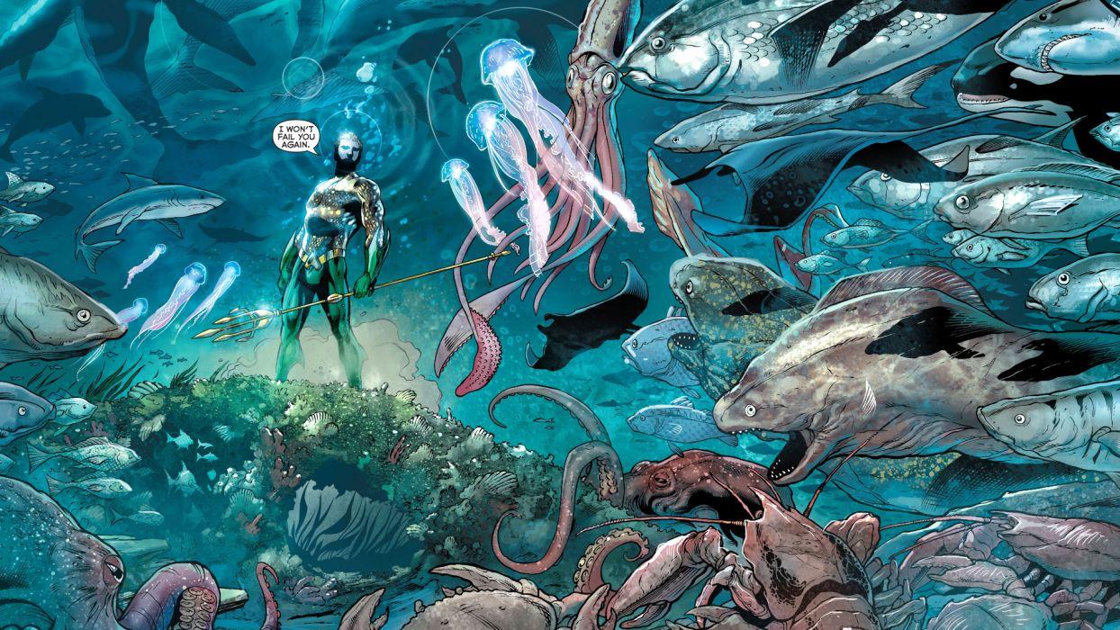 1244x700 Aquaman DC Comics Ocean Fish Underwater Wallpaper