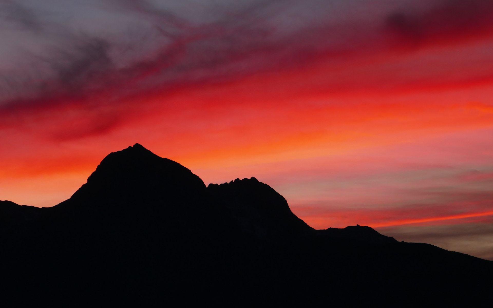 1920x1200 Red Sky Natural Mountains Sunset Hình nền 1920 x 1200