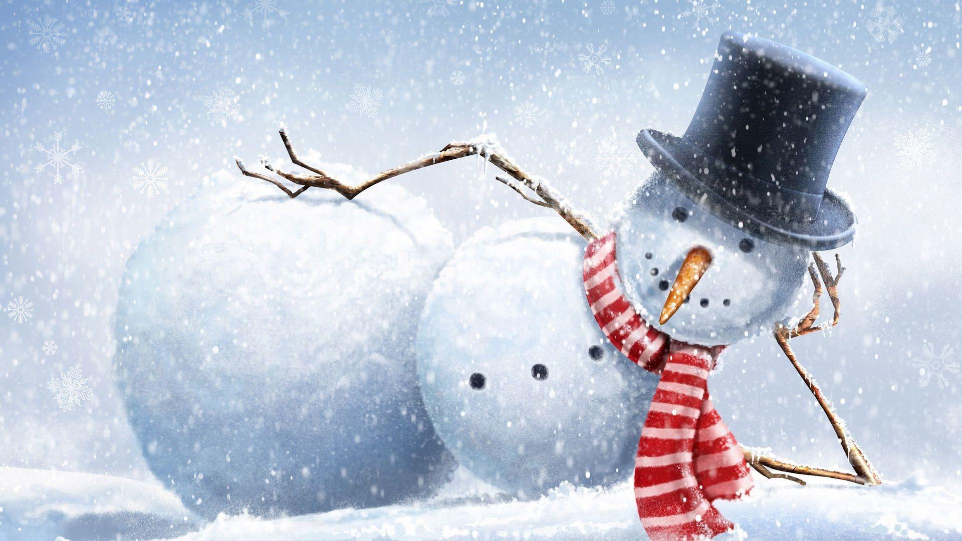 1920x1080 Country Snowman Wallpaper