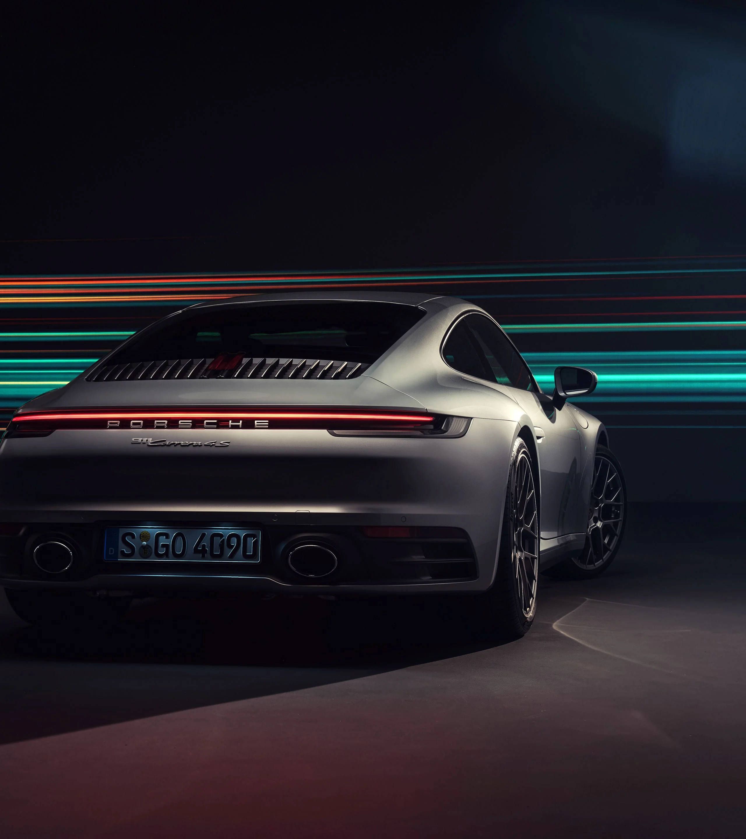 2560x2880 Download Back View Of Gray Porsche 911 Wallpaper