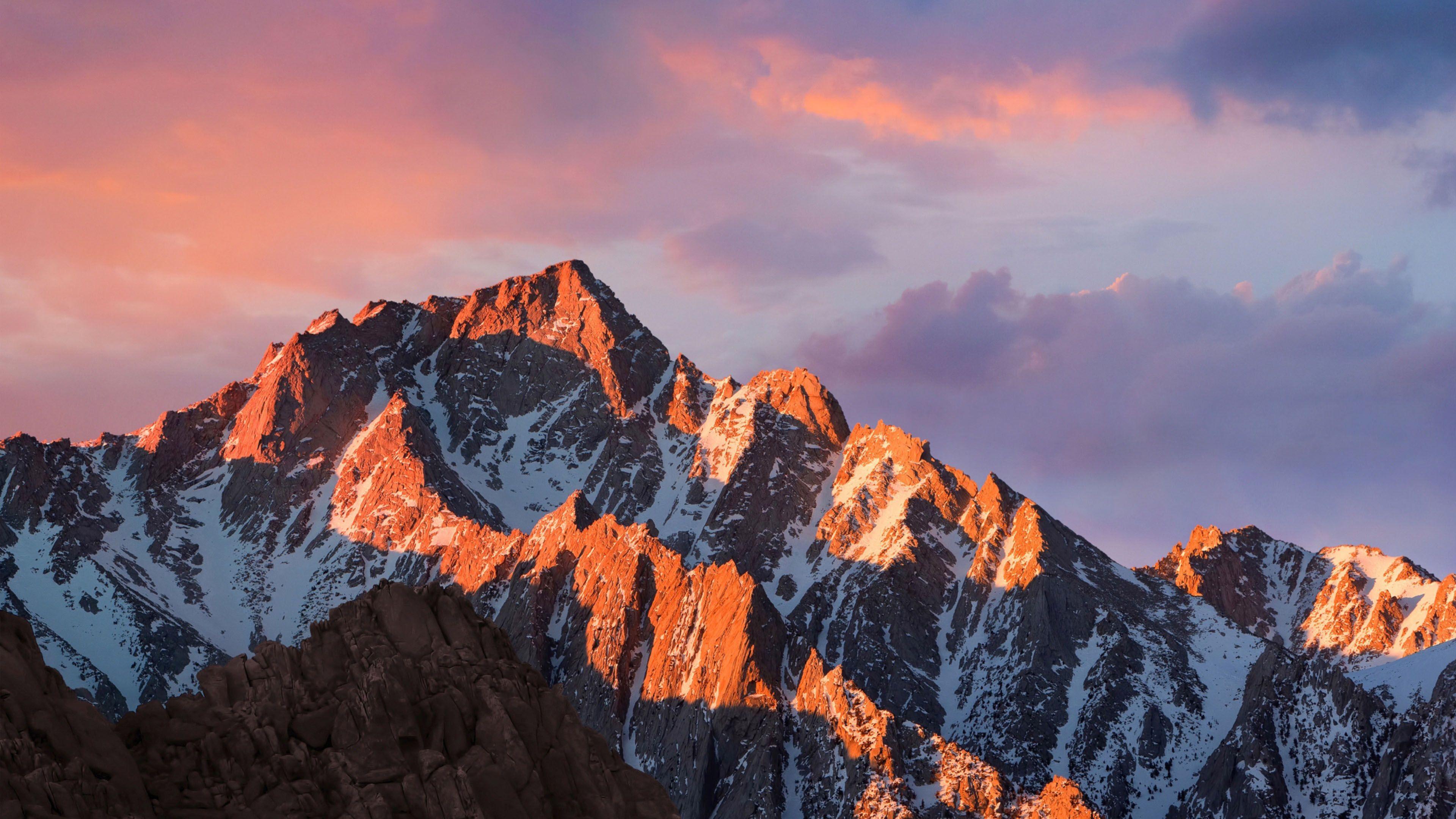 3840x2160 macOS Sierra Stock Mountains Sunset Wallpaper - WallpaperByte