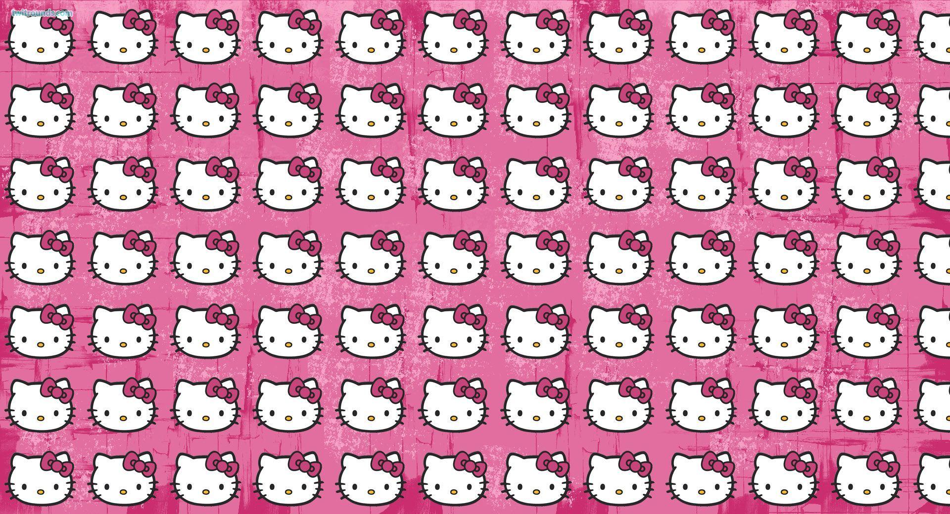 Hello Kitty Face Pattern Wallpaper - Hello Kitty Aesthetic Wallpaper