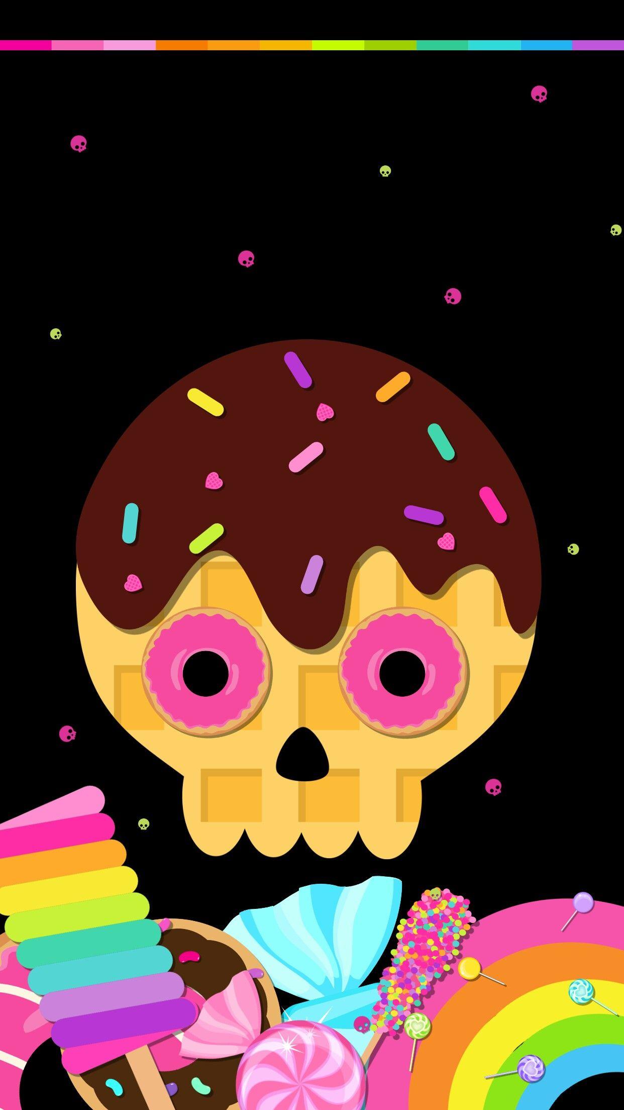 1242x2208 Skull candy. Cute wallpaper, Pink skull wallpaper, Cute wallpaper background