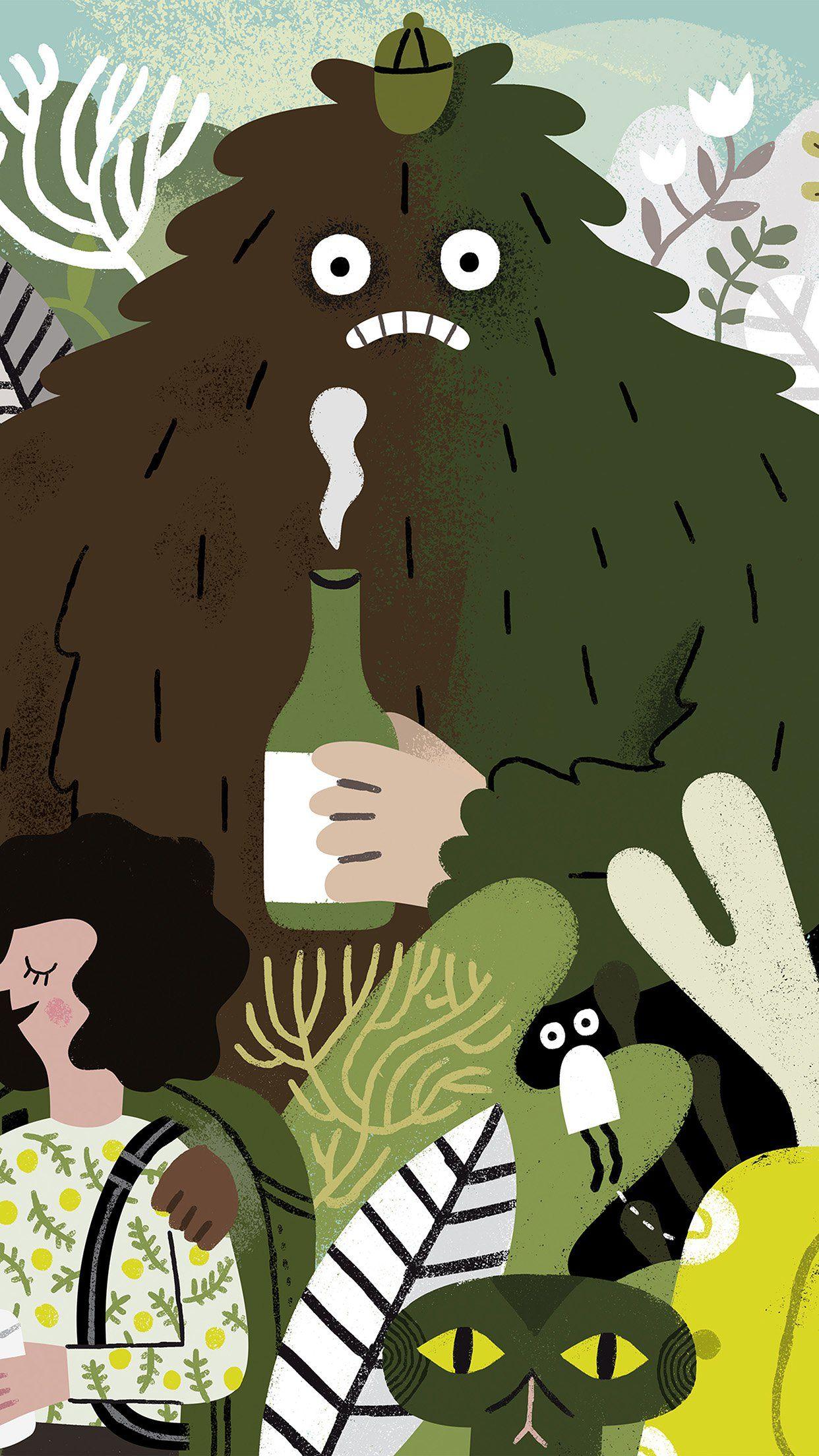 1242x2208 iPhone X wallpaper. andyj miller cute starbucks illustration art
