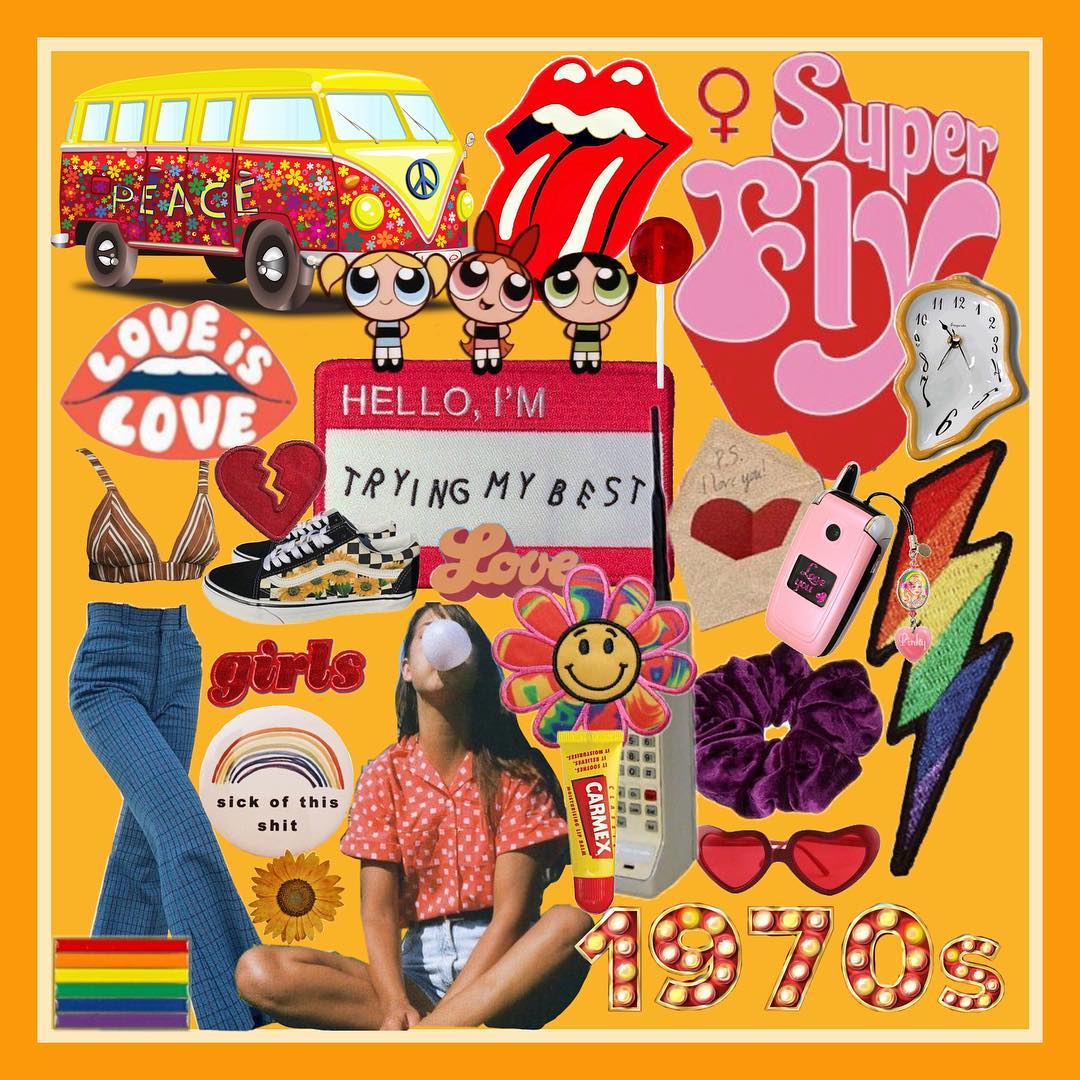 70s Aesthetic Collage Laptop Wallpaper