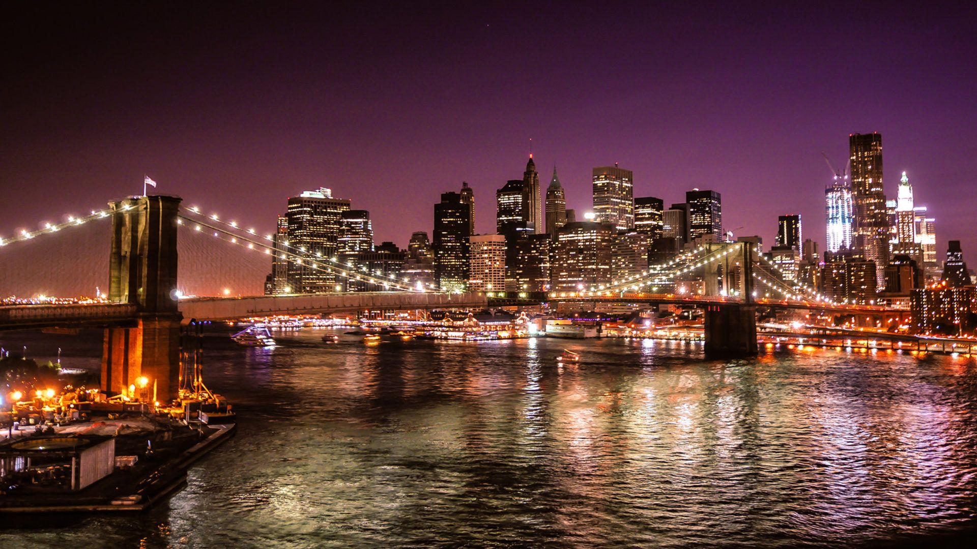 1920x1080 New York City United States Of America Night On The Brooklyn