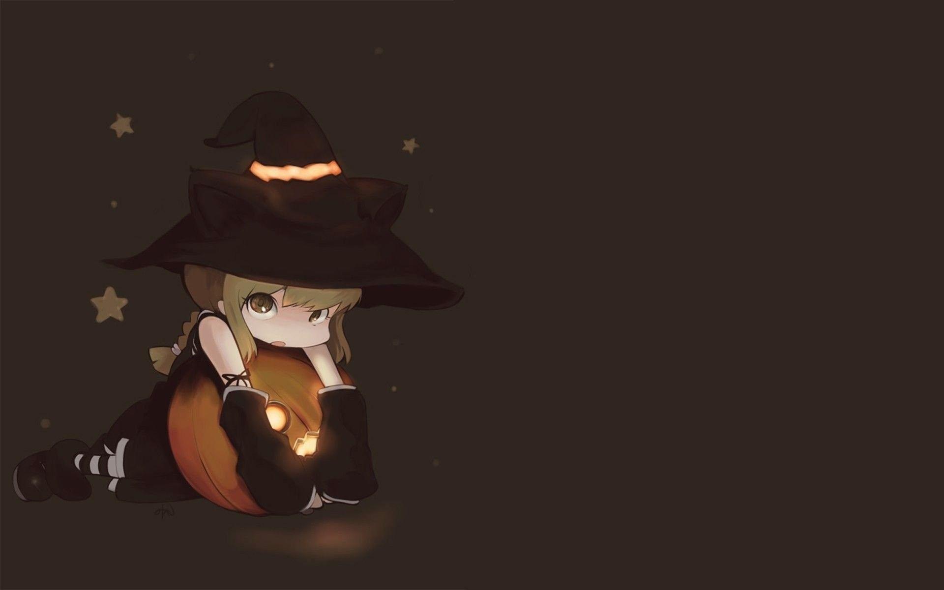 1920x1200 Cute Witch Halloween Wallpaper
