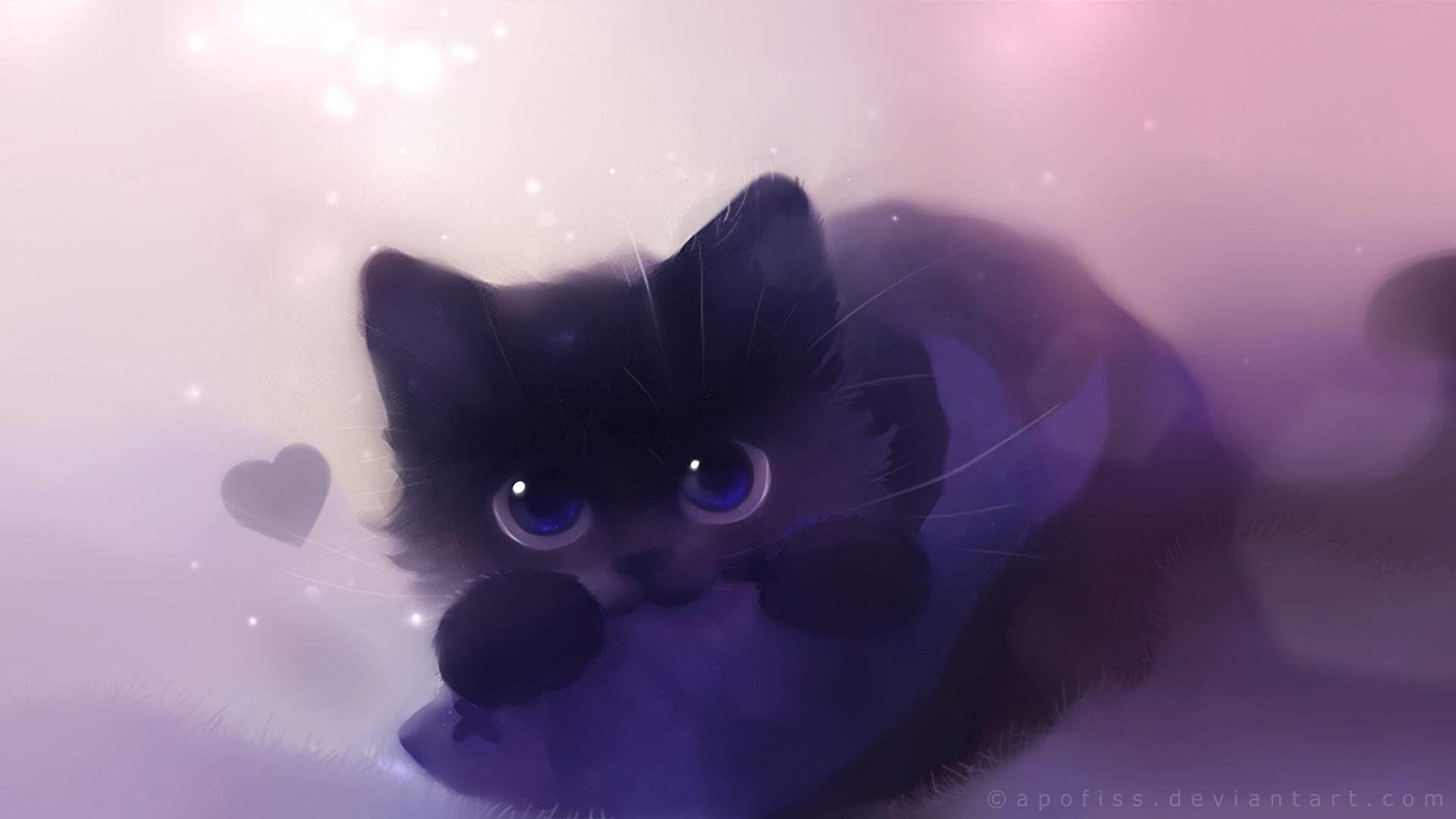 1920x1080 Wallpaper Cat Cartoon Cute