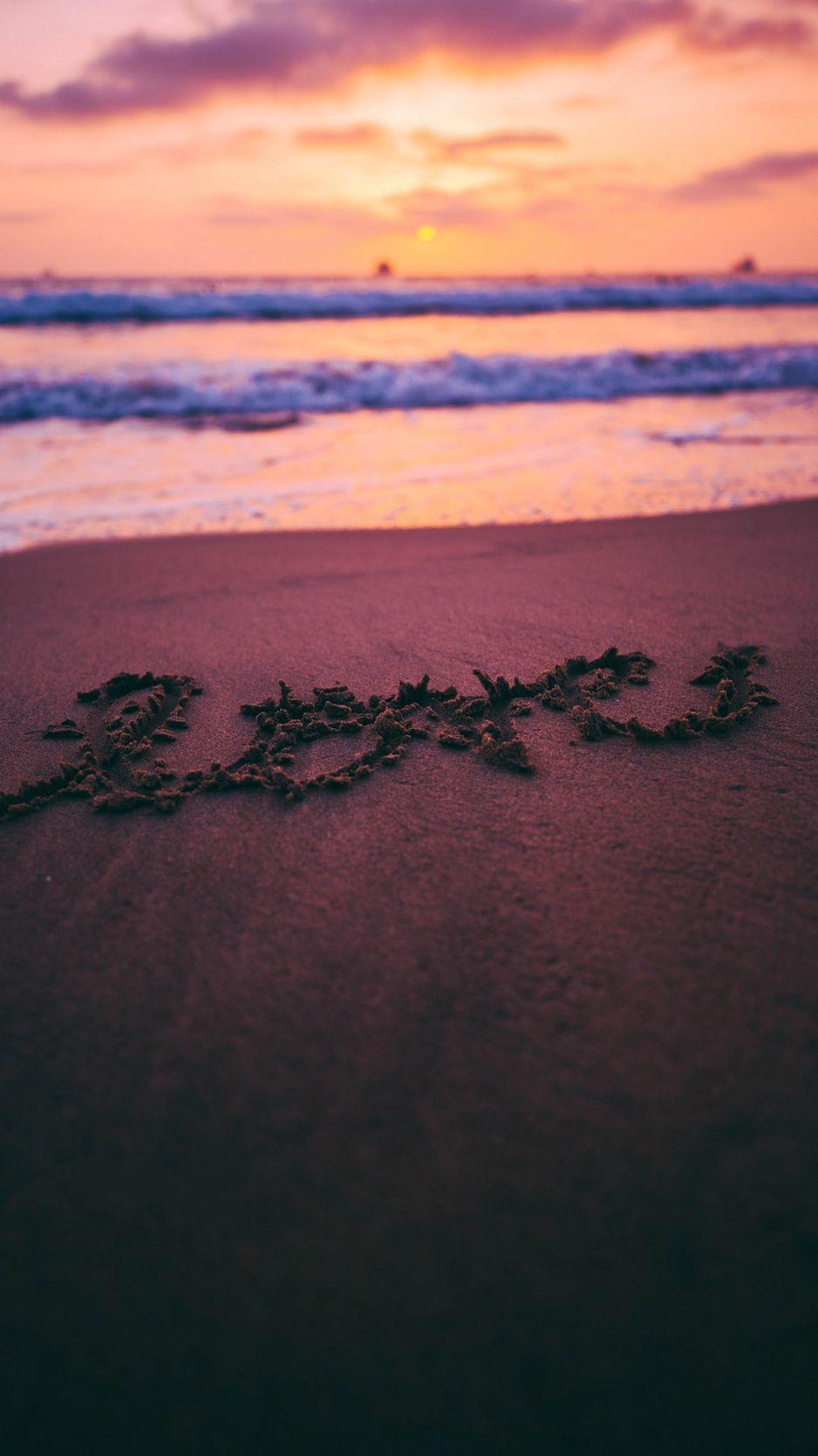 938x1668 Download wallpaper 938x1668 love, sand, inscription, beac