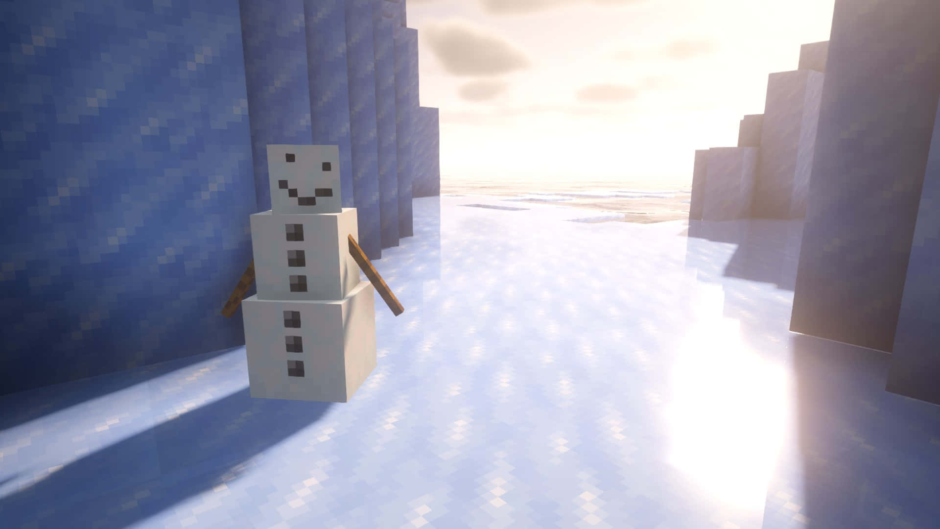 1920x1080 Download Minecraft Snow Golem standing proud in a snowy biome Wallpaper