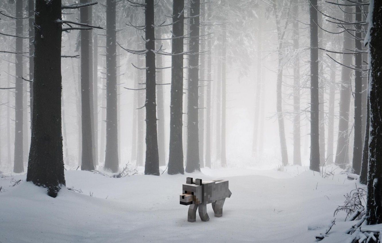 1332x850 Minecraft Winter Forest Wallpaper