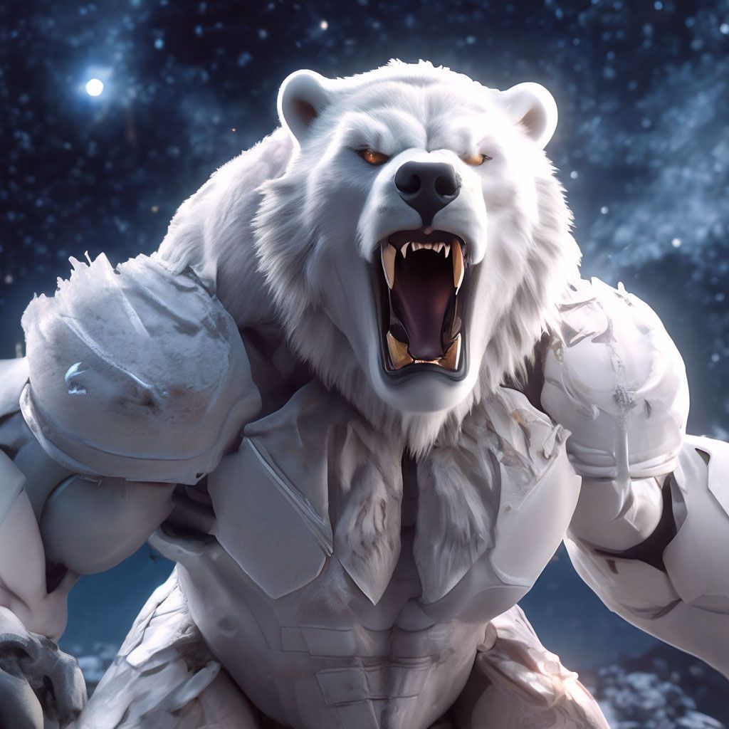 1024x1024 Russian bear, angry, white hair