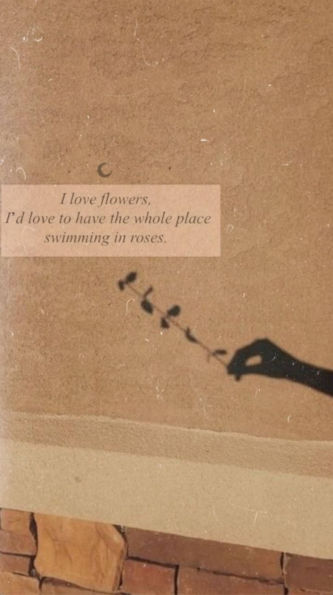 1077x1920 Aesthetic Beige Flowers Quote Wallpaper