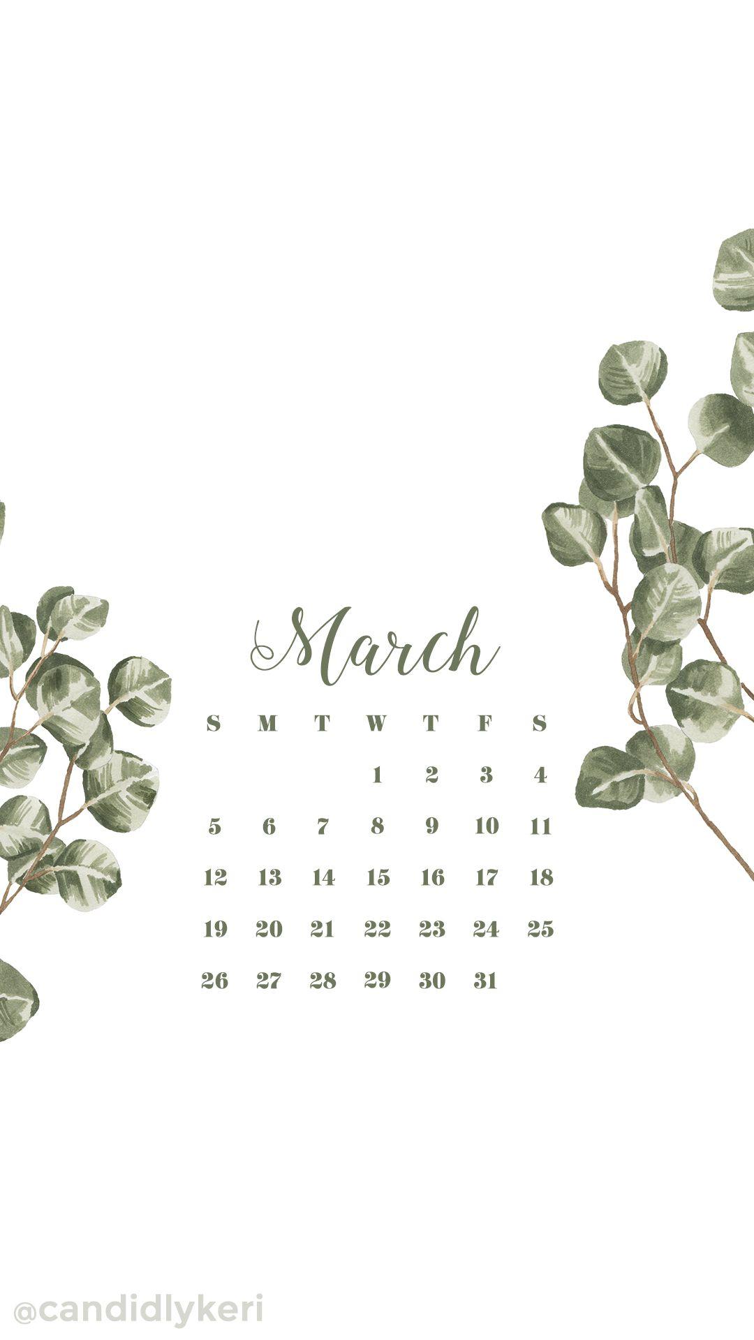Phone wallpaper and calendar for March  Cathryn Worrell Art  Illustration