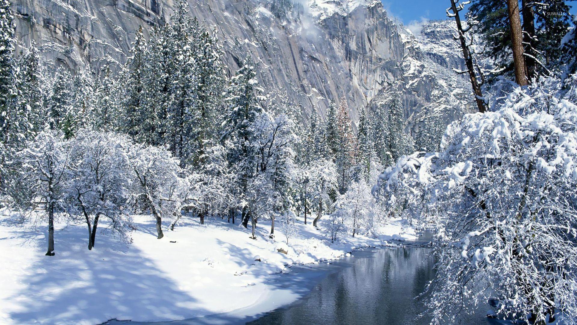 1920x1080 Creek in the snowy mountains wallpaper wallpaper