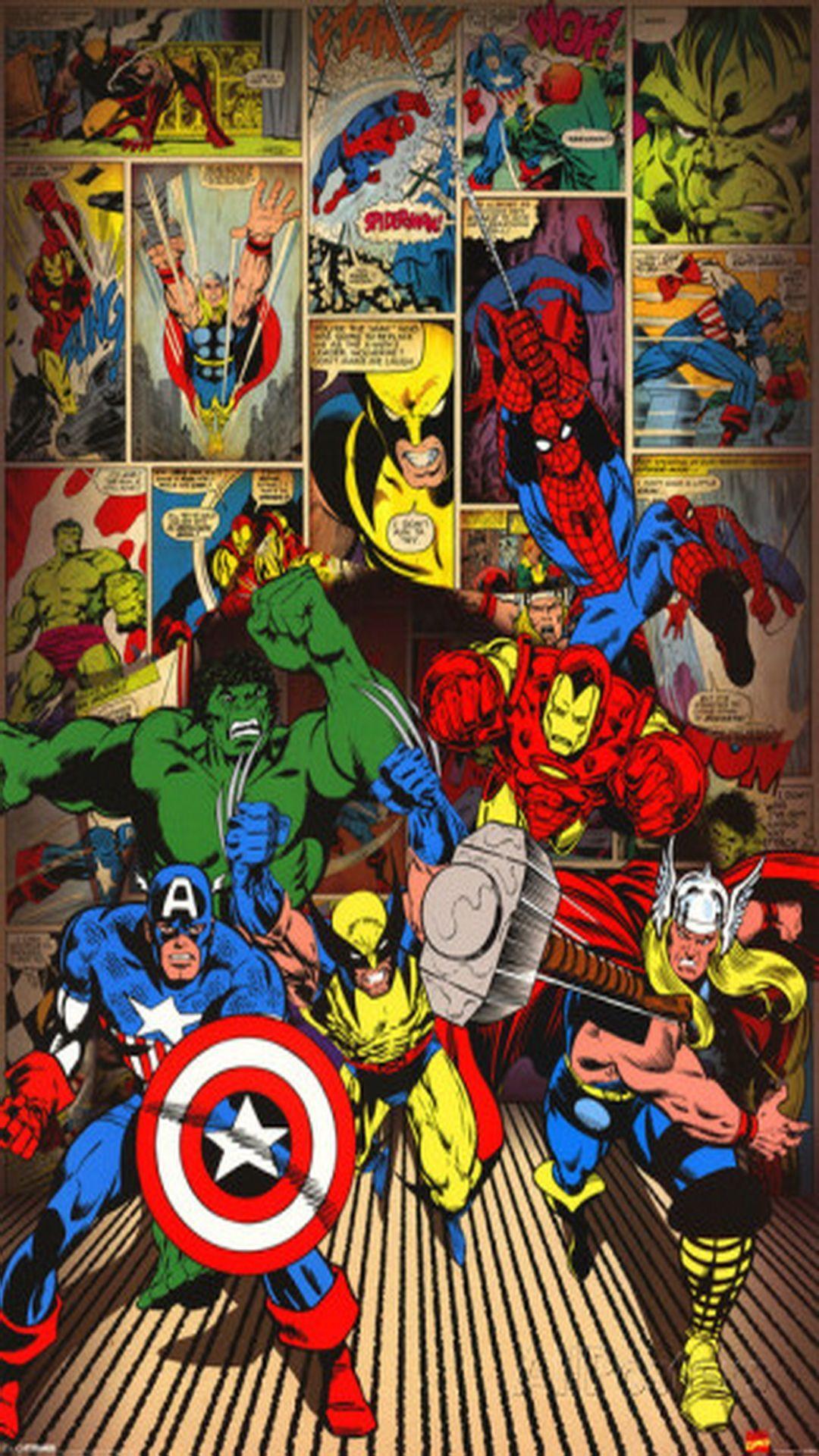 1080x1920 Marvel Here Come The Heroes Hình nền iPhone 6, Plus HD.  Nerd bên trong