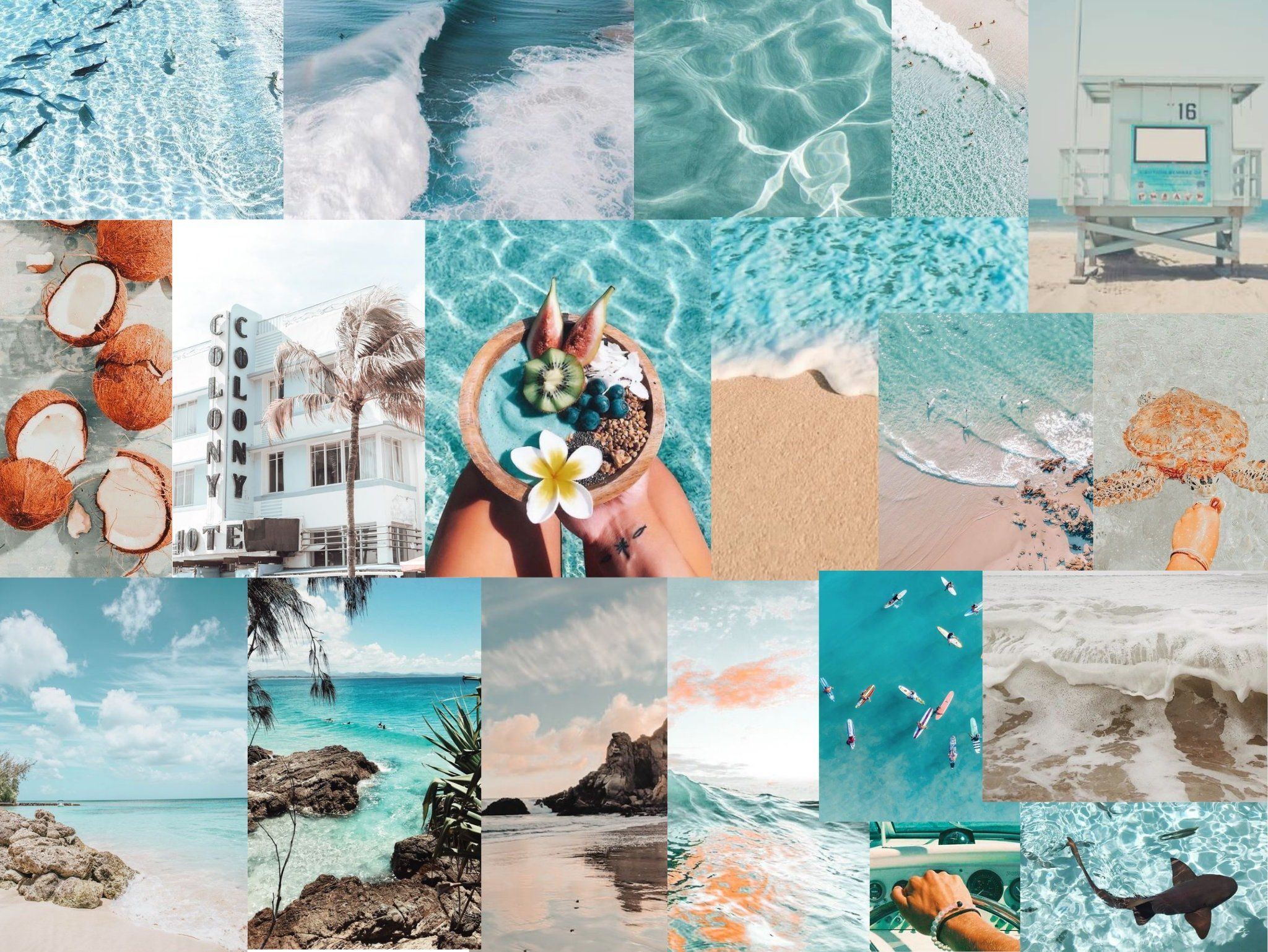 2048x1538 Aesthetic Beach Collage Wallpaper