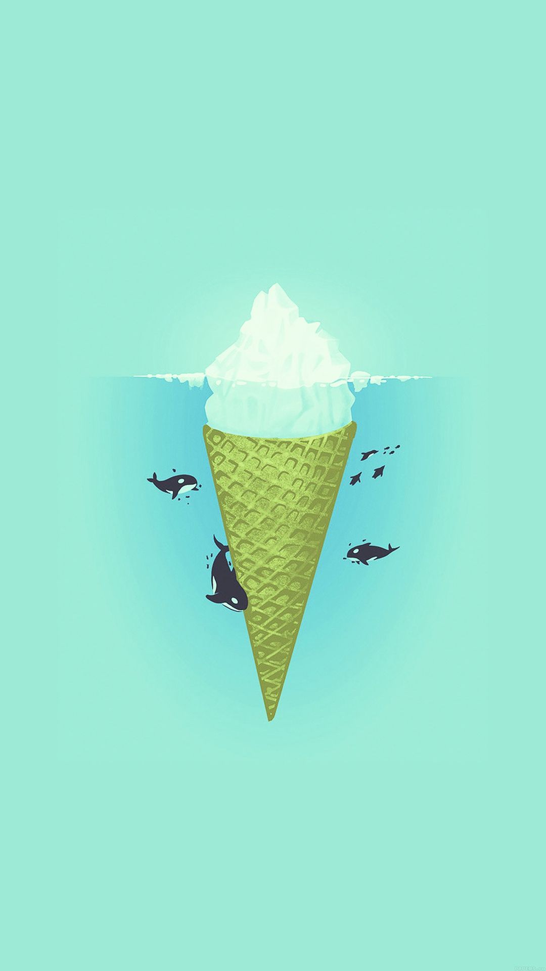 1080x1920 Whale Illust Green Sea Icecream Iiceberg iPhone 6 wallpaper