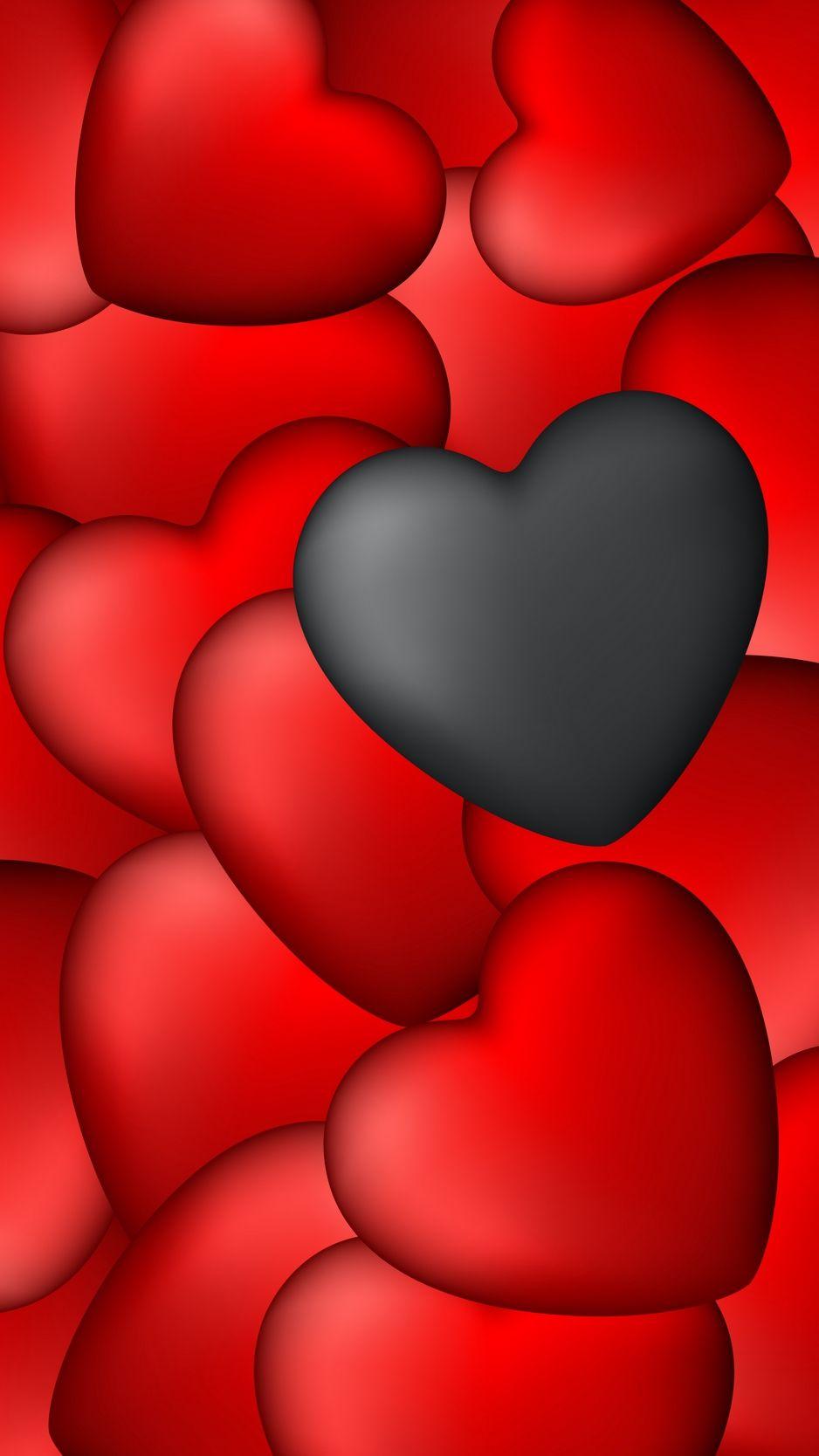 938x1668 Hình nền trái tim, NGHỆ THUẬT, Đỏ, Đen - Trái tim đỏ và đen