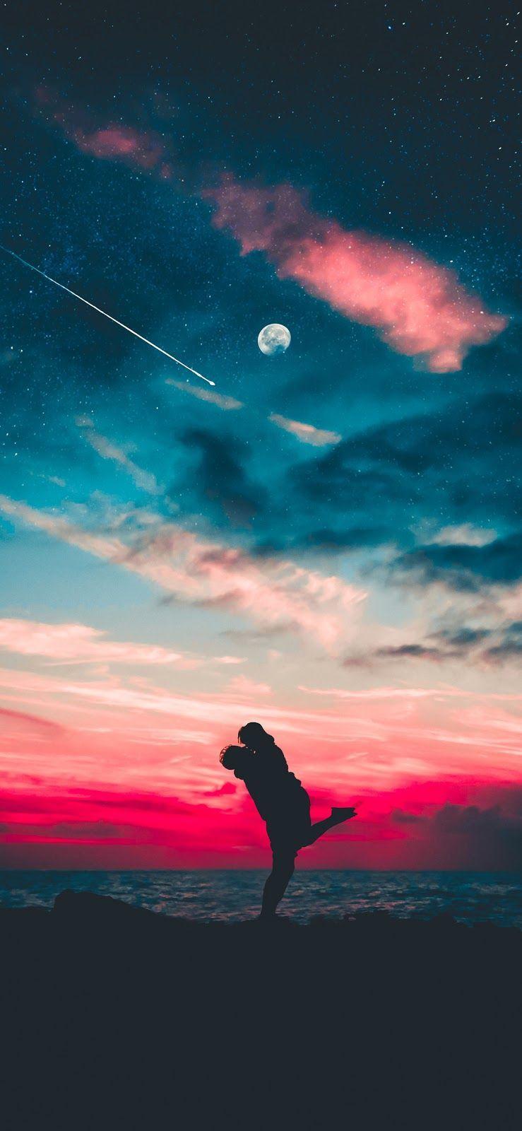 739x1600 Kiss in the night. Beautiful Wallpaper. Love wallpaper