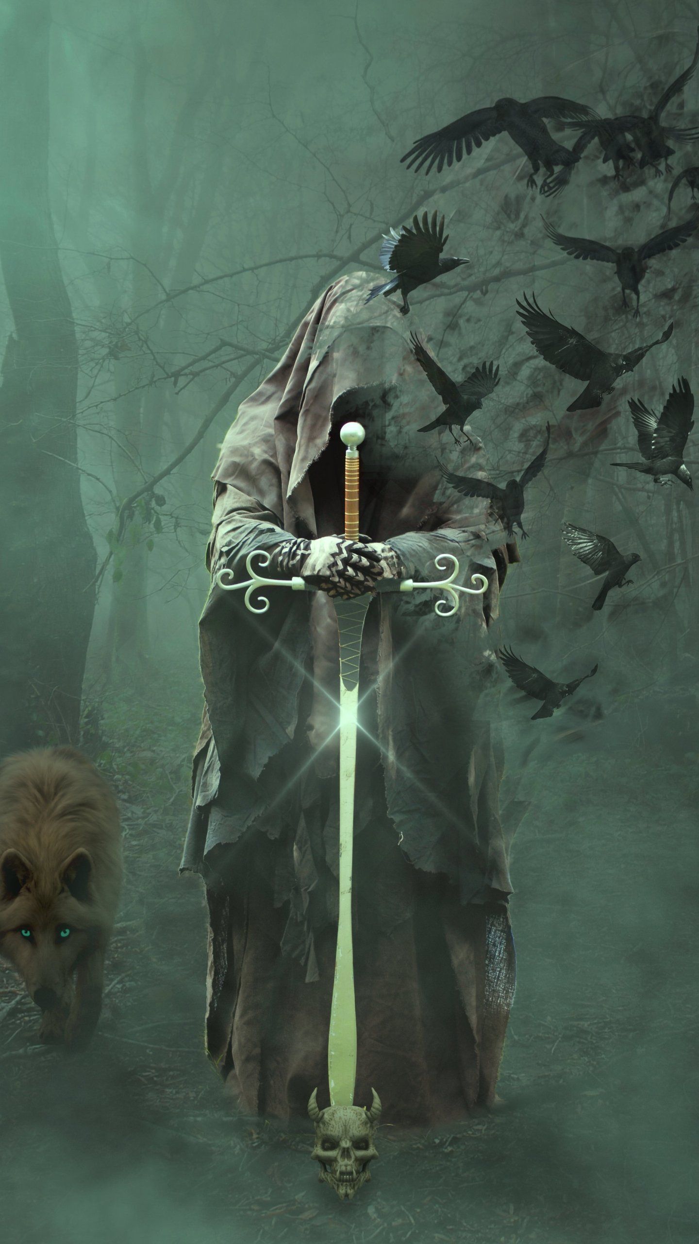 1440x2560 Warrior with sword Wallpaper Download
