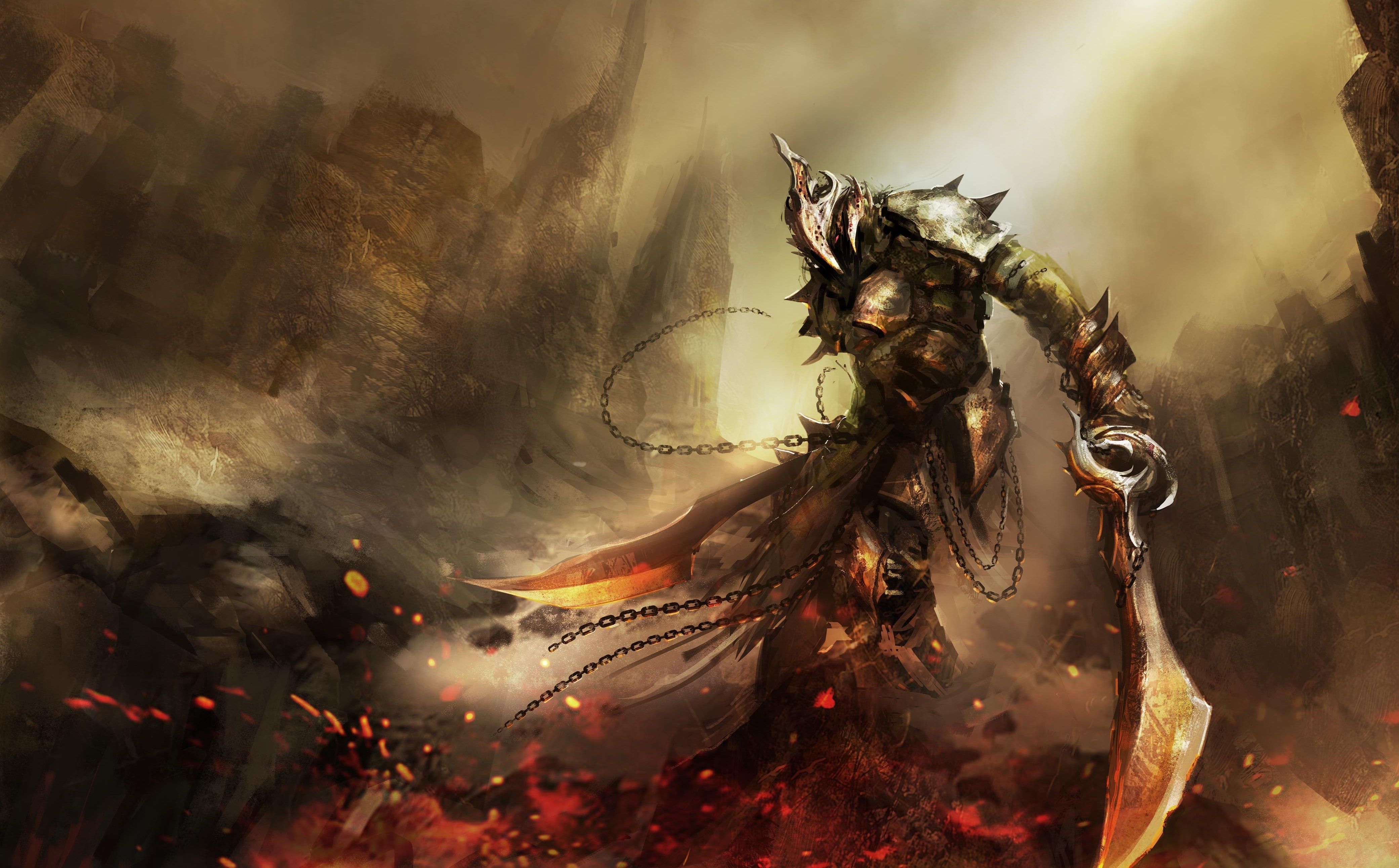 4163x2583 warrior, sword, fantasy art, digital