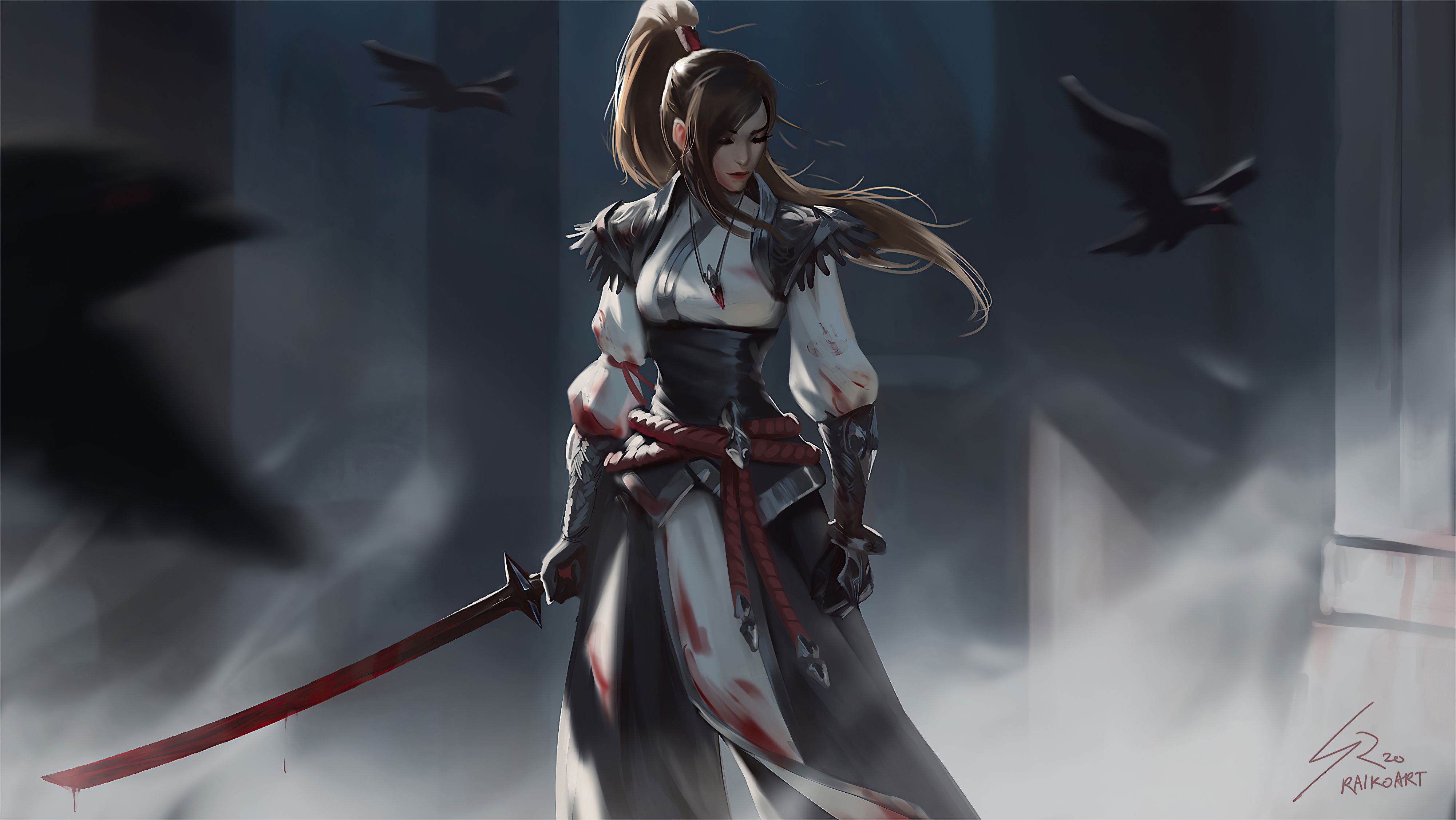 4000x2252 Warrior Girl Sword Artwork 4k Wallpaper