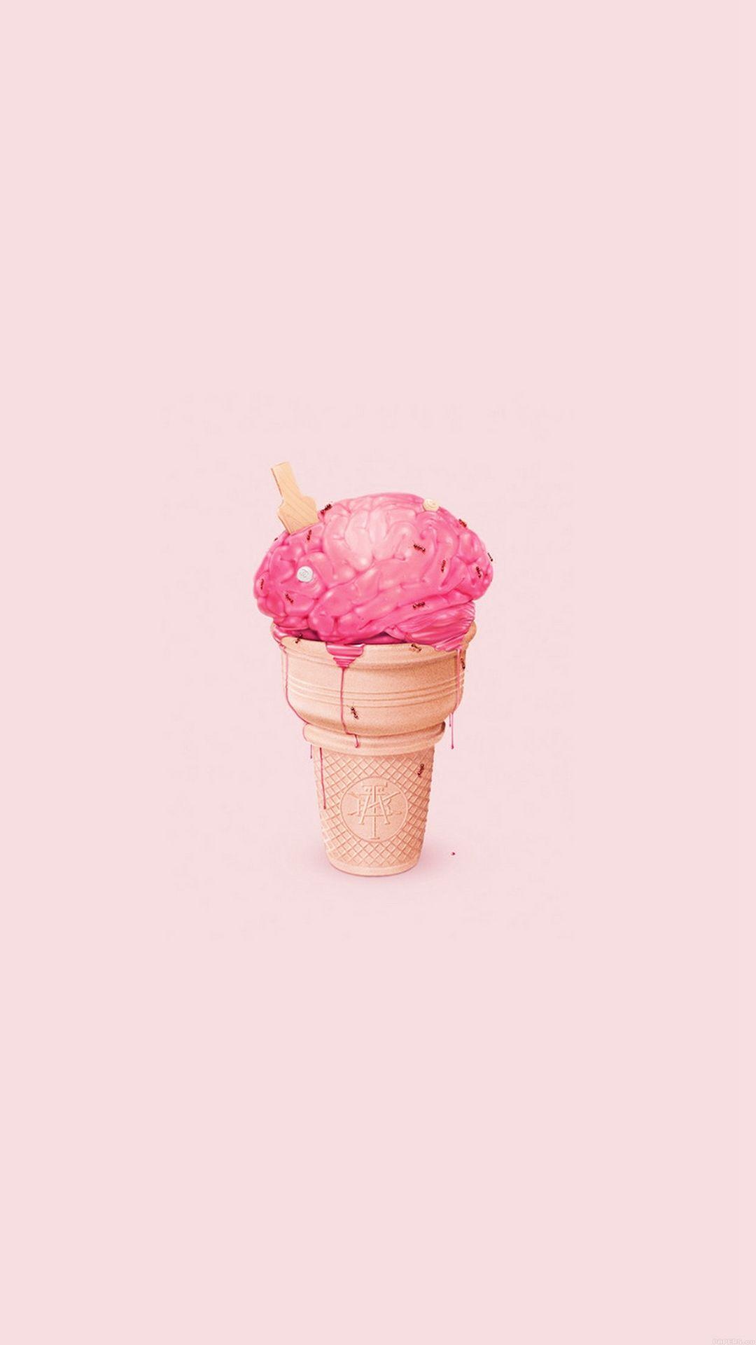 1080x1920 Brain Icecream Illust Art Cute Pink iPhone 8 Wallpaper Free