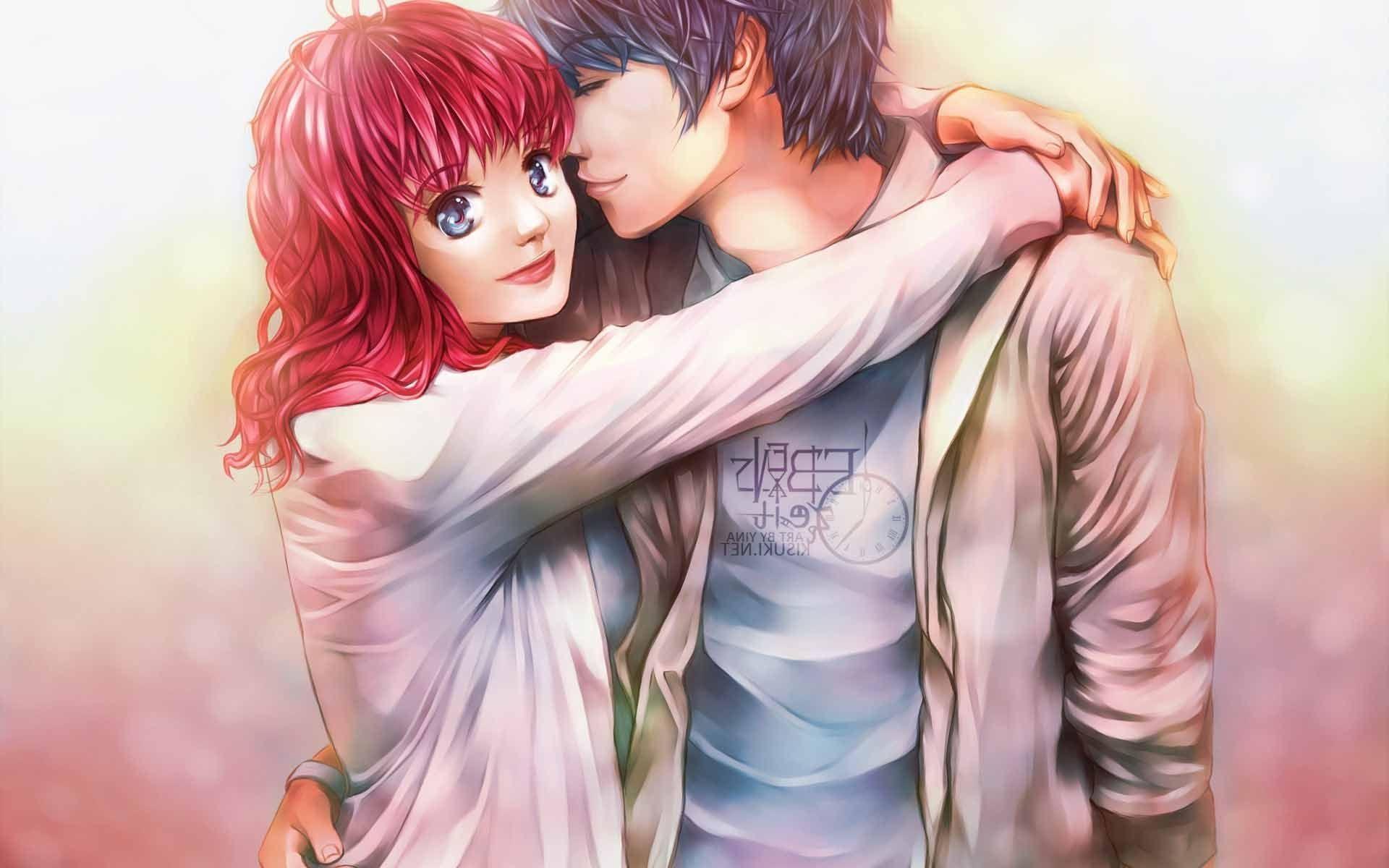 1920x1200 Romantic Cartoon Kissing Picture Desktop Wallpaper