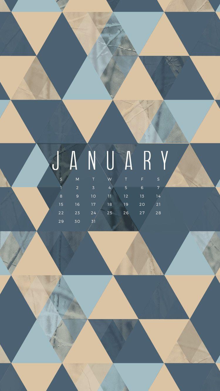 750x1334 Free January 2017 Calendar for Desktop, iPad, and iPhone