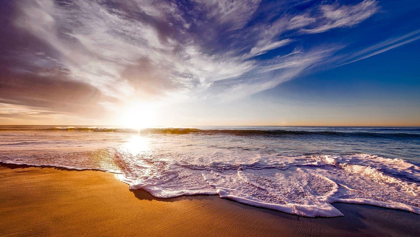 1360x768 California Ocean Shore Dusk Sunset Laptop HD HD 4k