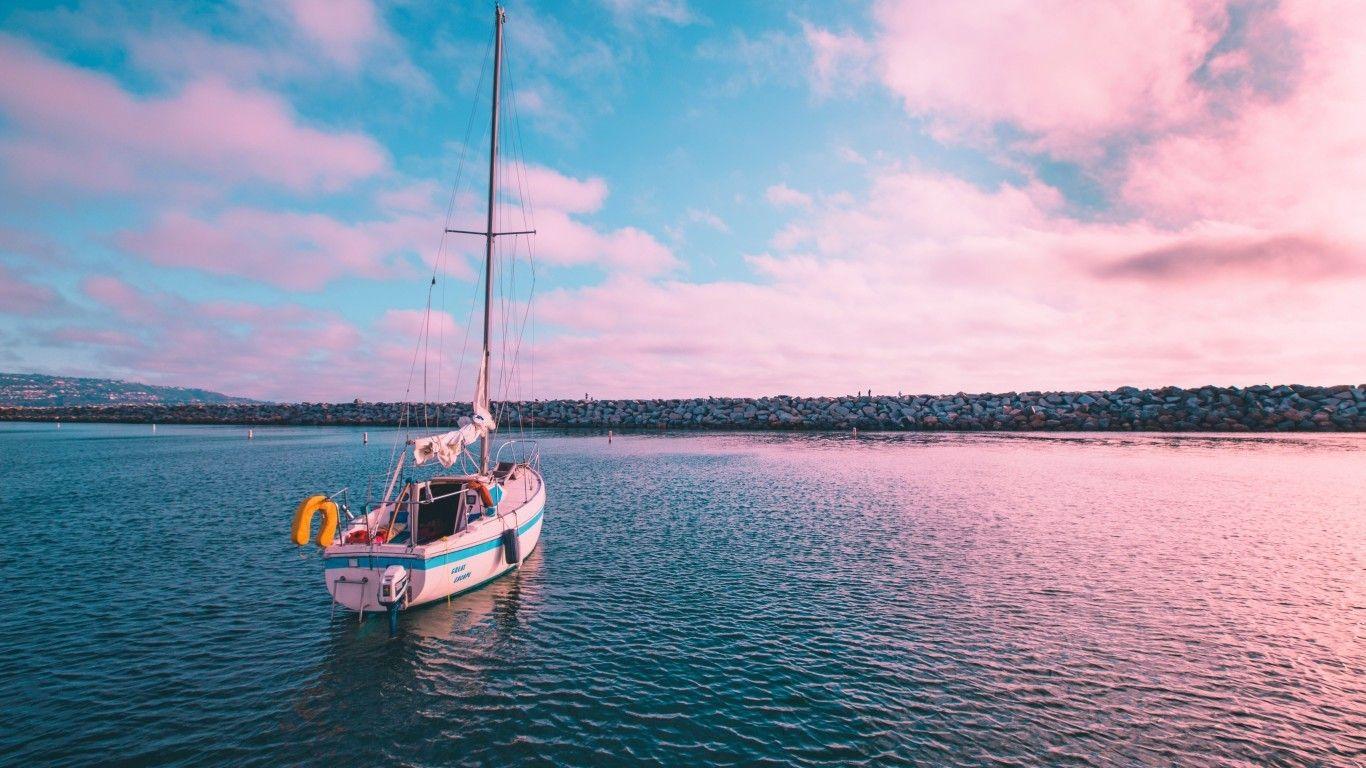 1366x768 Download 1366x768 California, Boat, Sea, Coast Wallpaper
