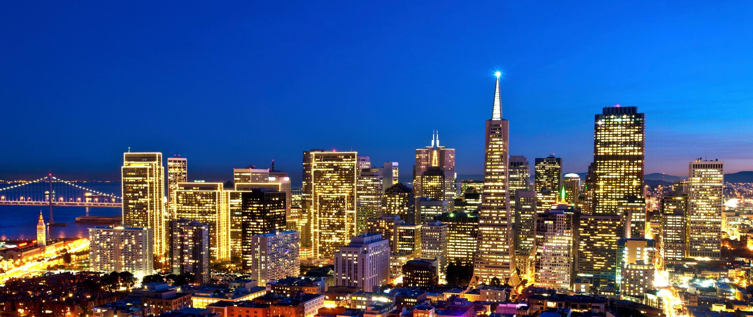 2560x1080 Download wallpaper 2560x1080 california, city, top view, sky
