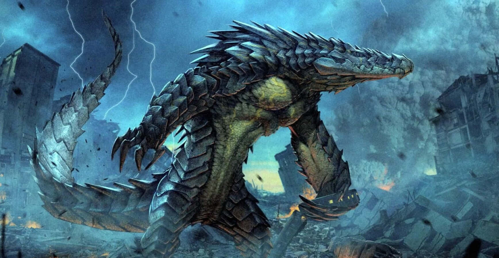 1736x900 Download Monstrous Kaiju Emerging