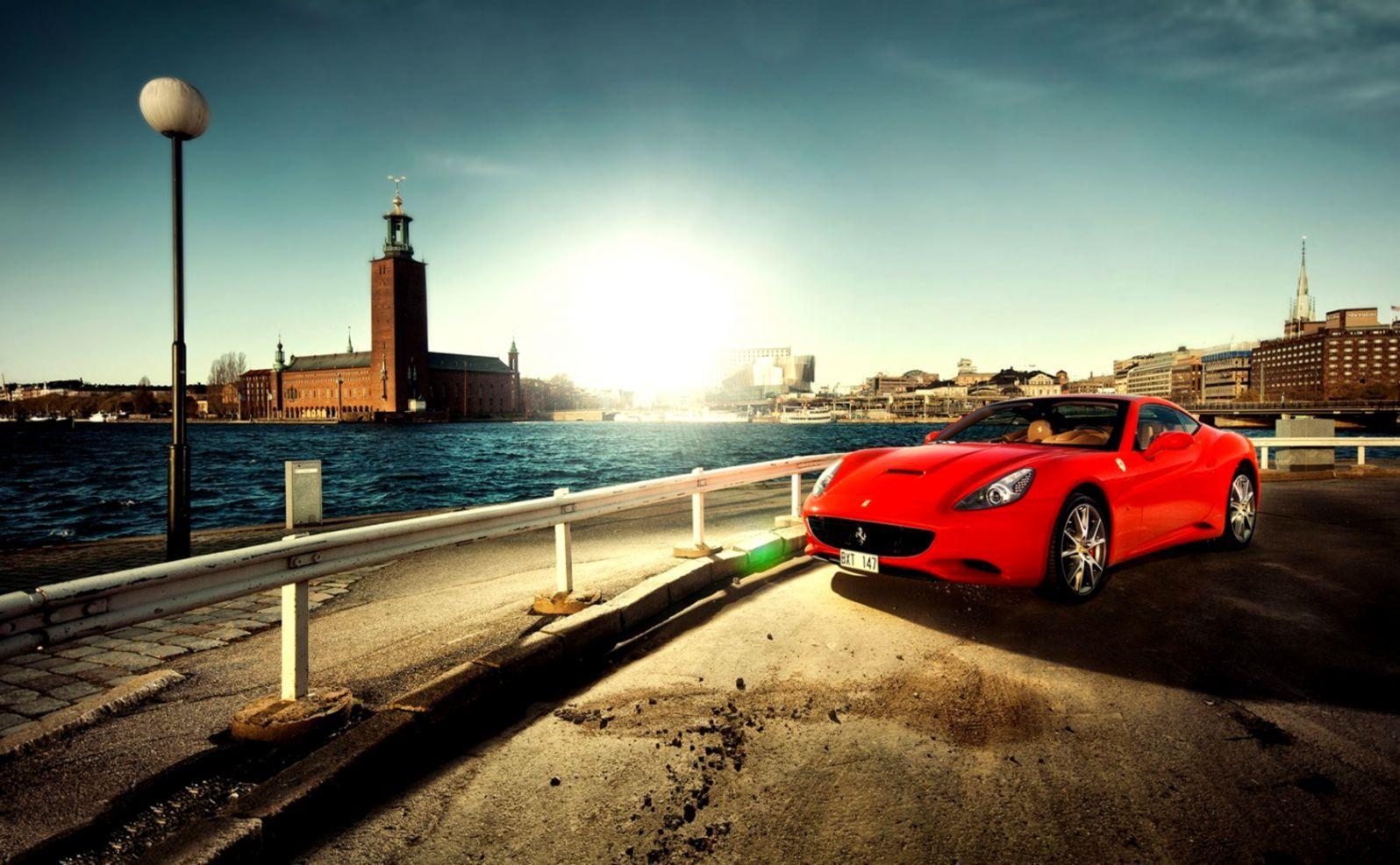 1596x987 Ferrari California City River Wallpaper HD