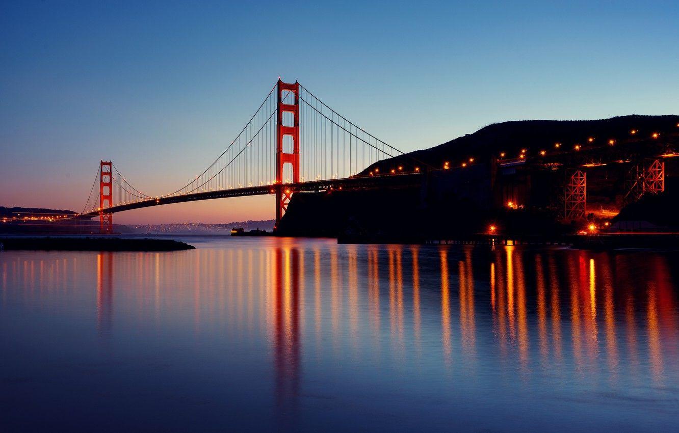 1332x850 Wallpaper lights, reflection, the evening, CA, San Francisco