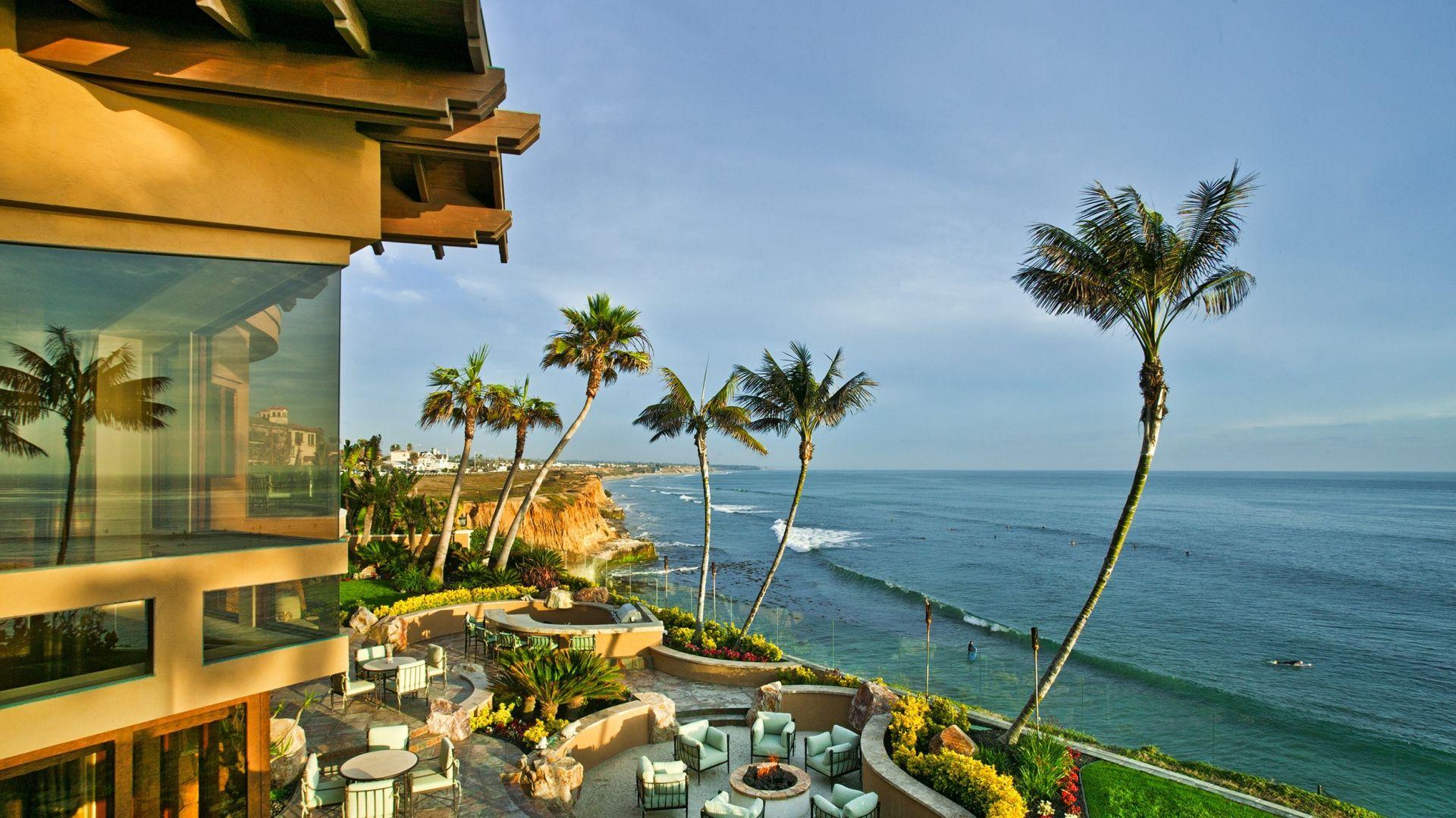 1920x1080 Full HD Wallpaper San Diego Masion Palm Ocean Usa, Desktop Background HD 1080p