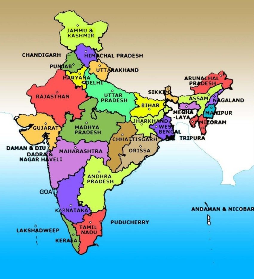 850x932 India Map Multicolour Photo Paper Print