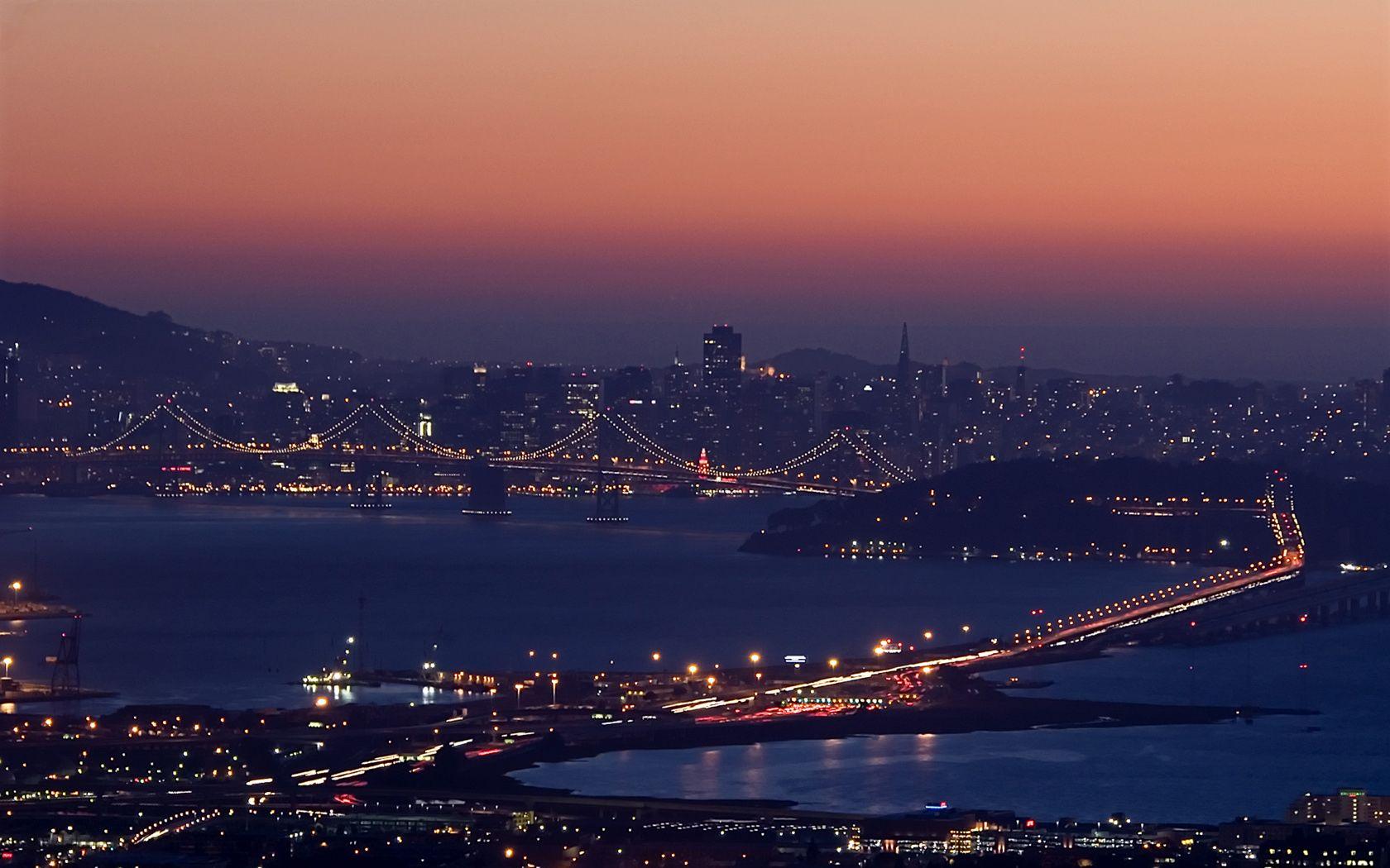 1680x1050 San Francisco California Red Sky Sunset Skyline Desktop