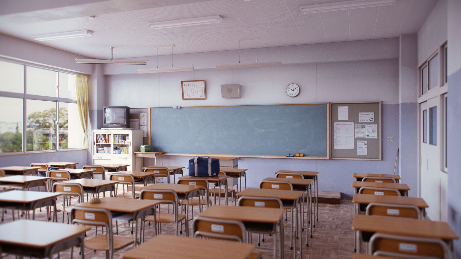 1600x900 Japanese classroom. Classroom interior