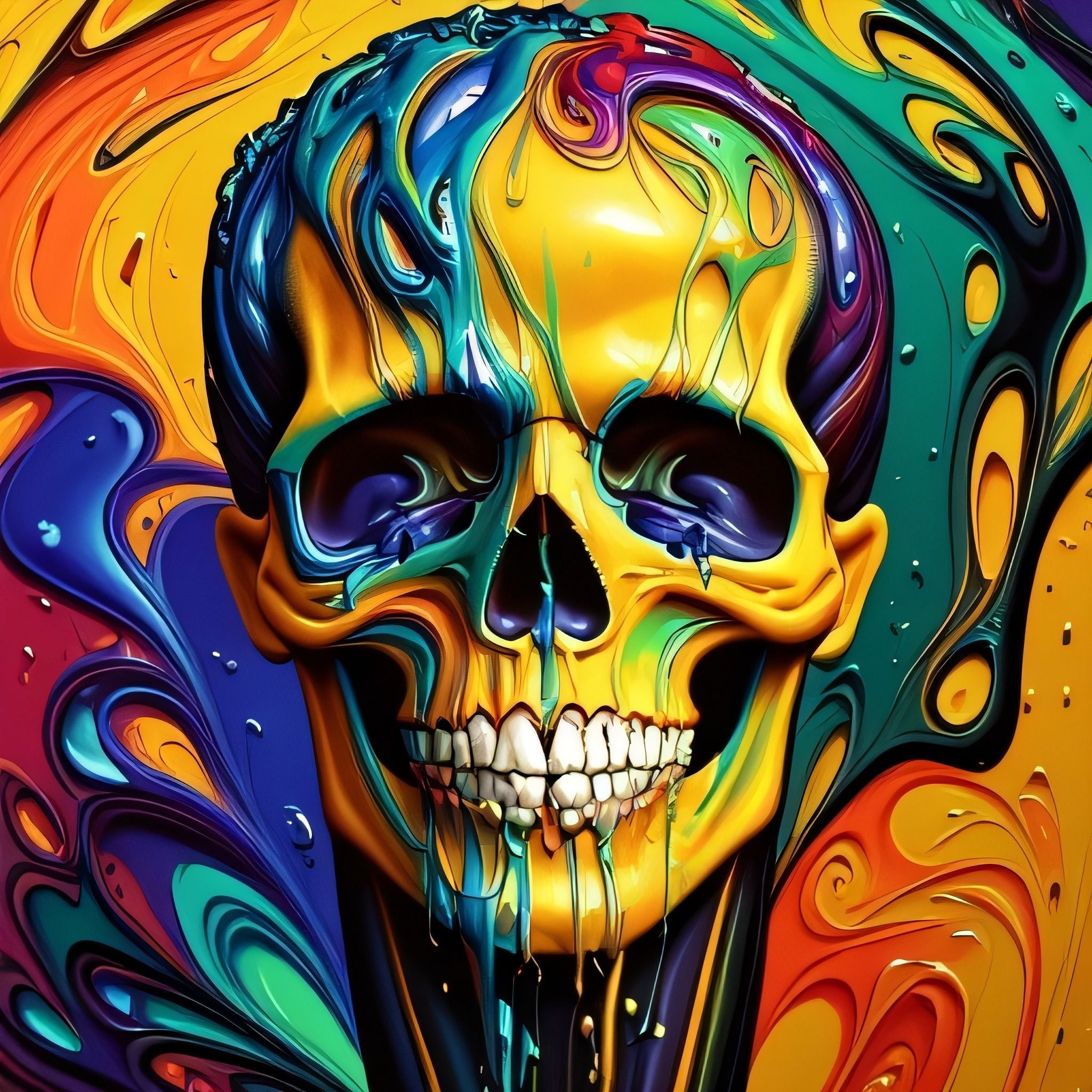 2048x2048 a close up of a painting of a skull