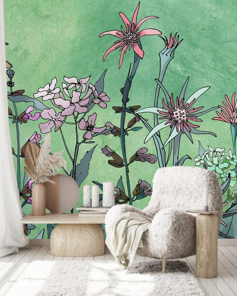 960x1200 Elegant Green Floral Wallpaper