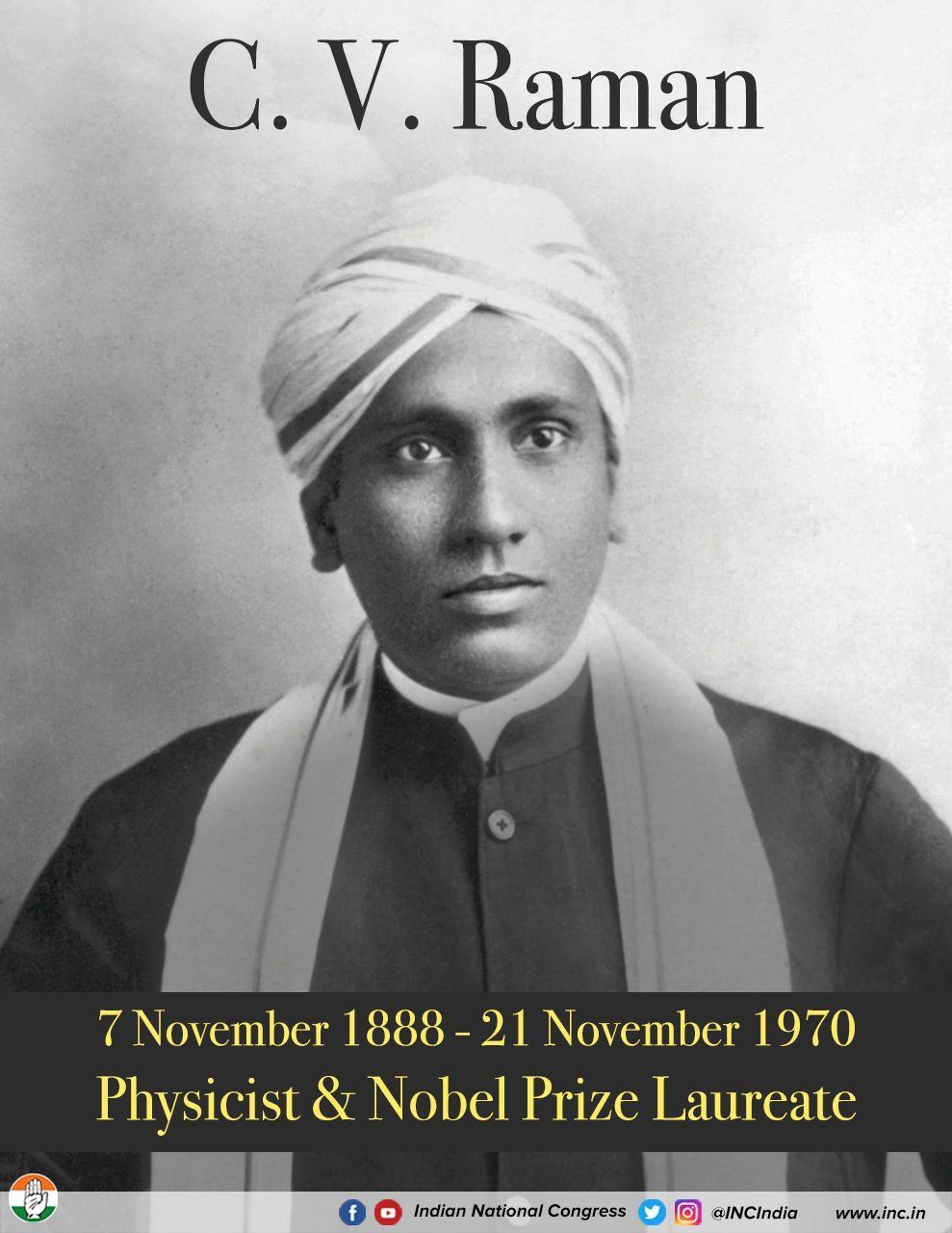 989x1280 Congress on X: We remember C.V. Raman