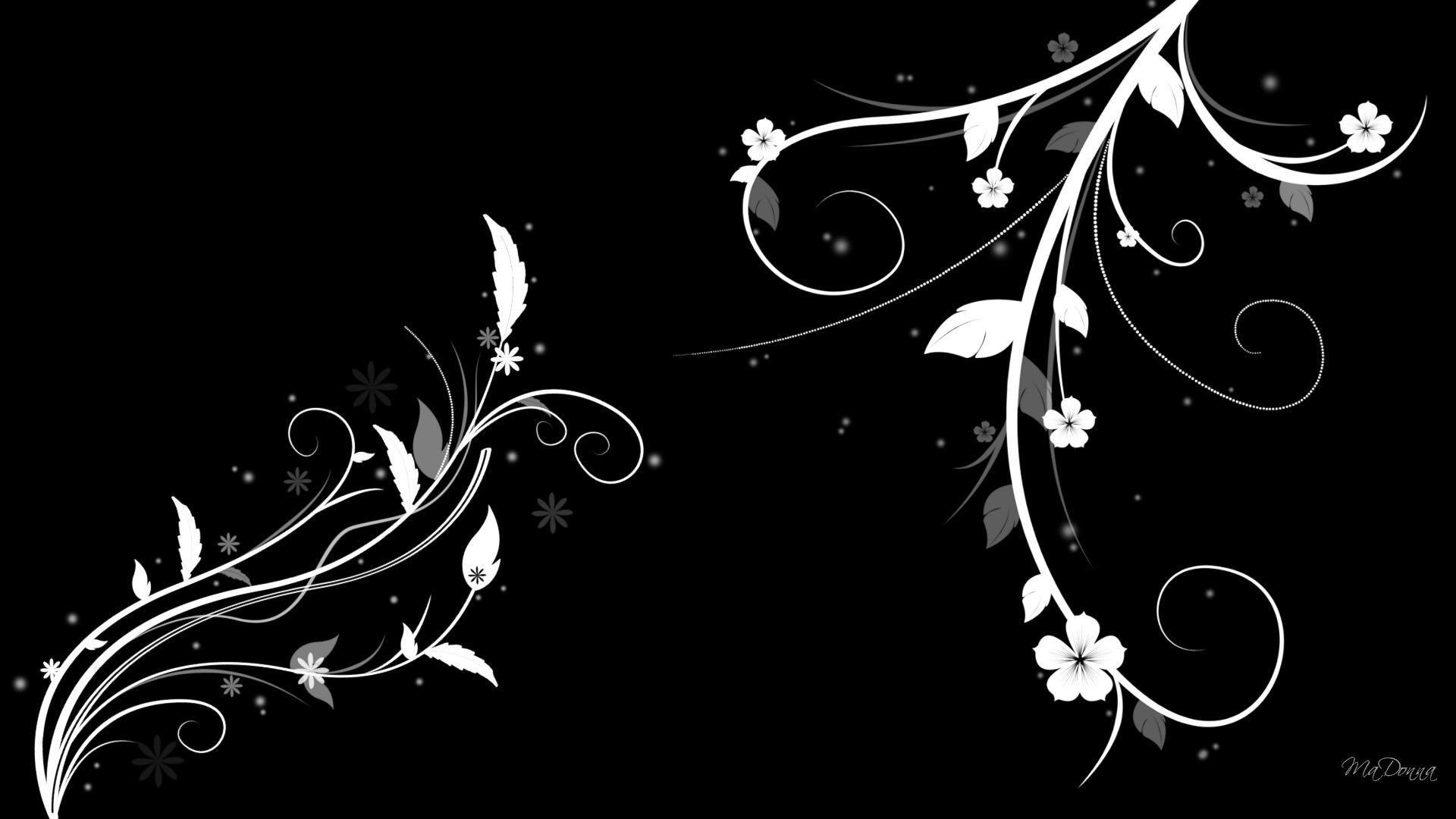 1920x1080 Black and white flowers wallpaper HD