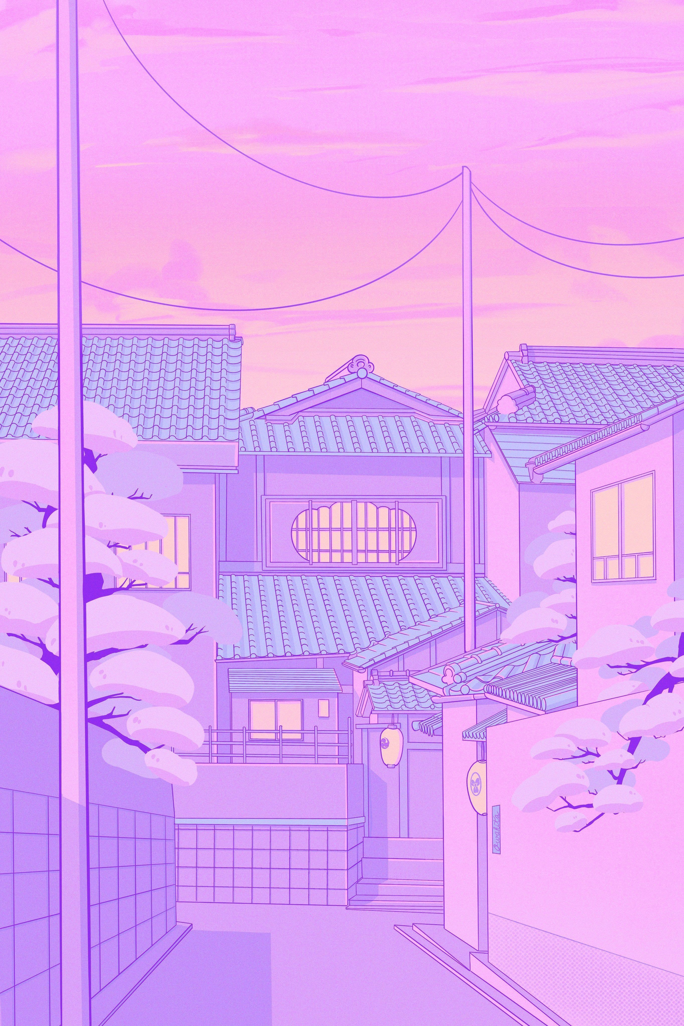 2729x4096 Aesthetic pink city background