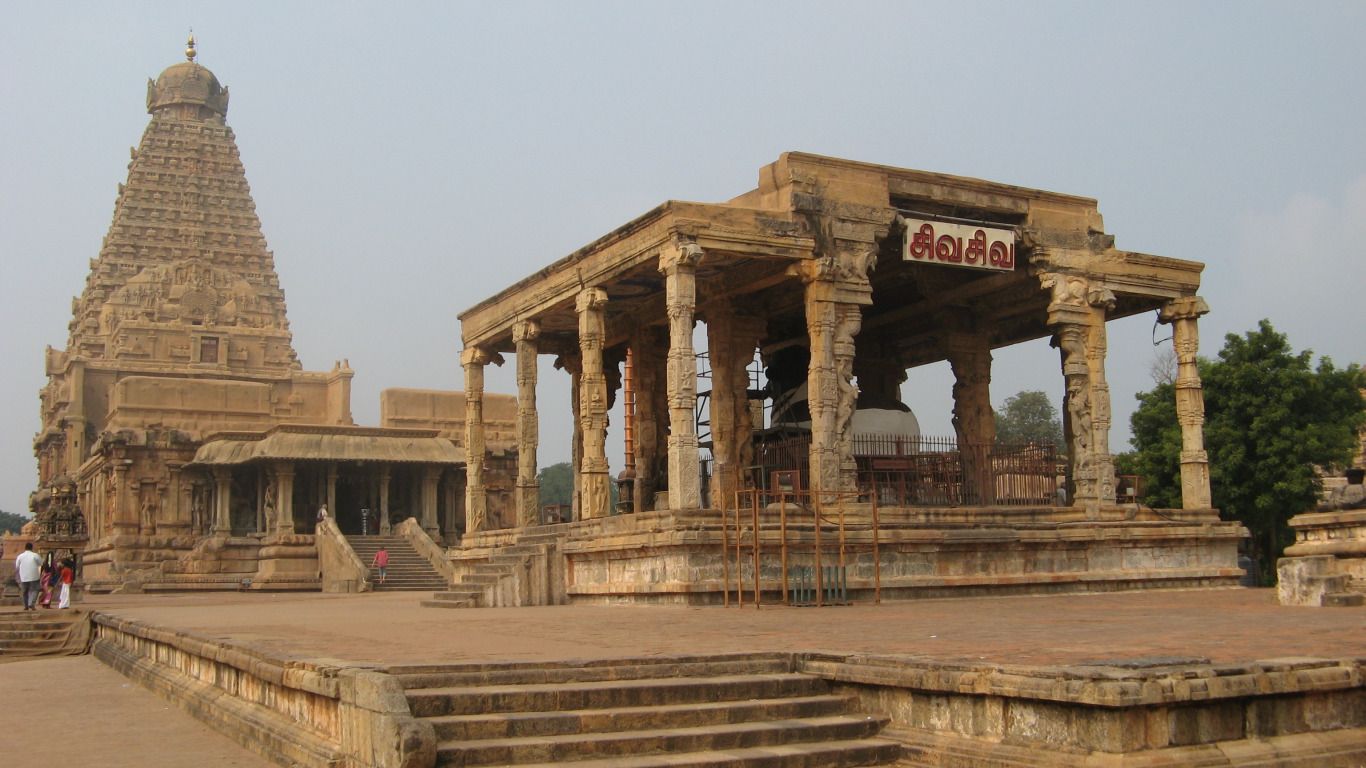 1366x768 Download wallpaper landscape, temple