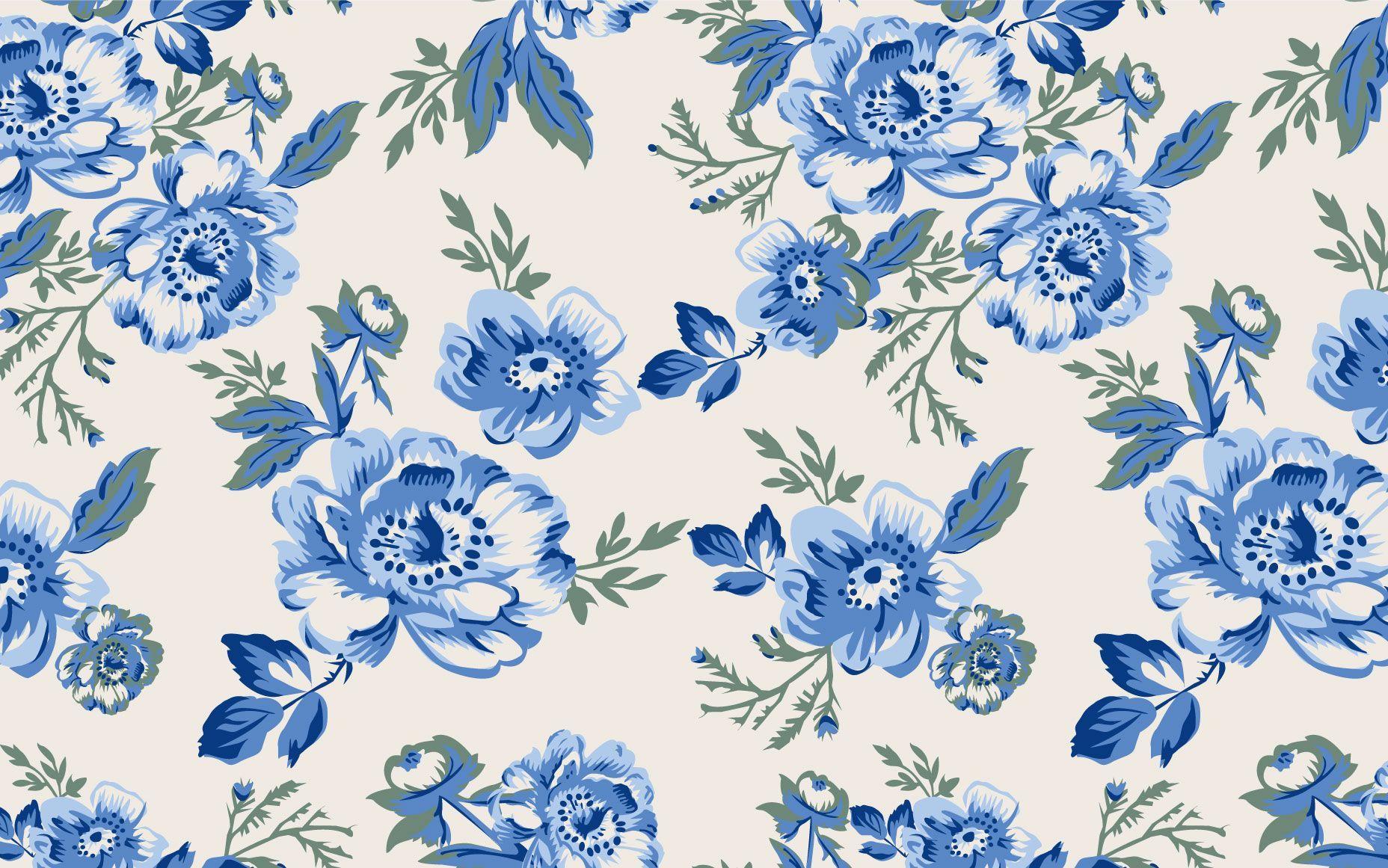 Blue Floral Desktop Wallpapers - Top Free Blue Floral Desktop Backgrounds -  WallpaperAccess