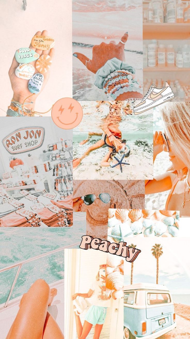 736x1308 Peach Beach Aesthetic Wallpaper